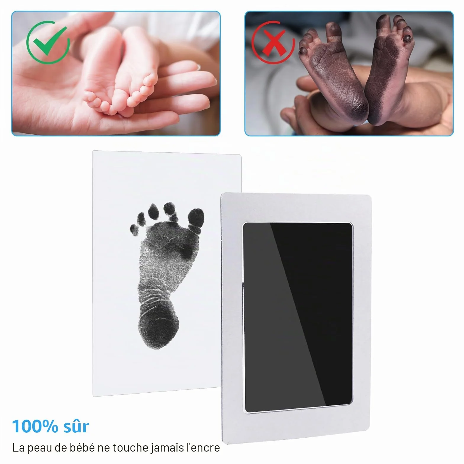 Kit Empreinte Pieds et Mains Bébé Enfant Clean Touch Tampons Bébé Encre Sûre Inoffensive Sans Contact