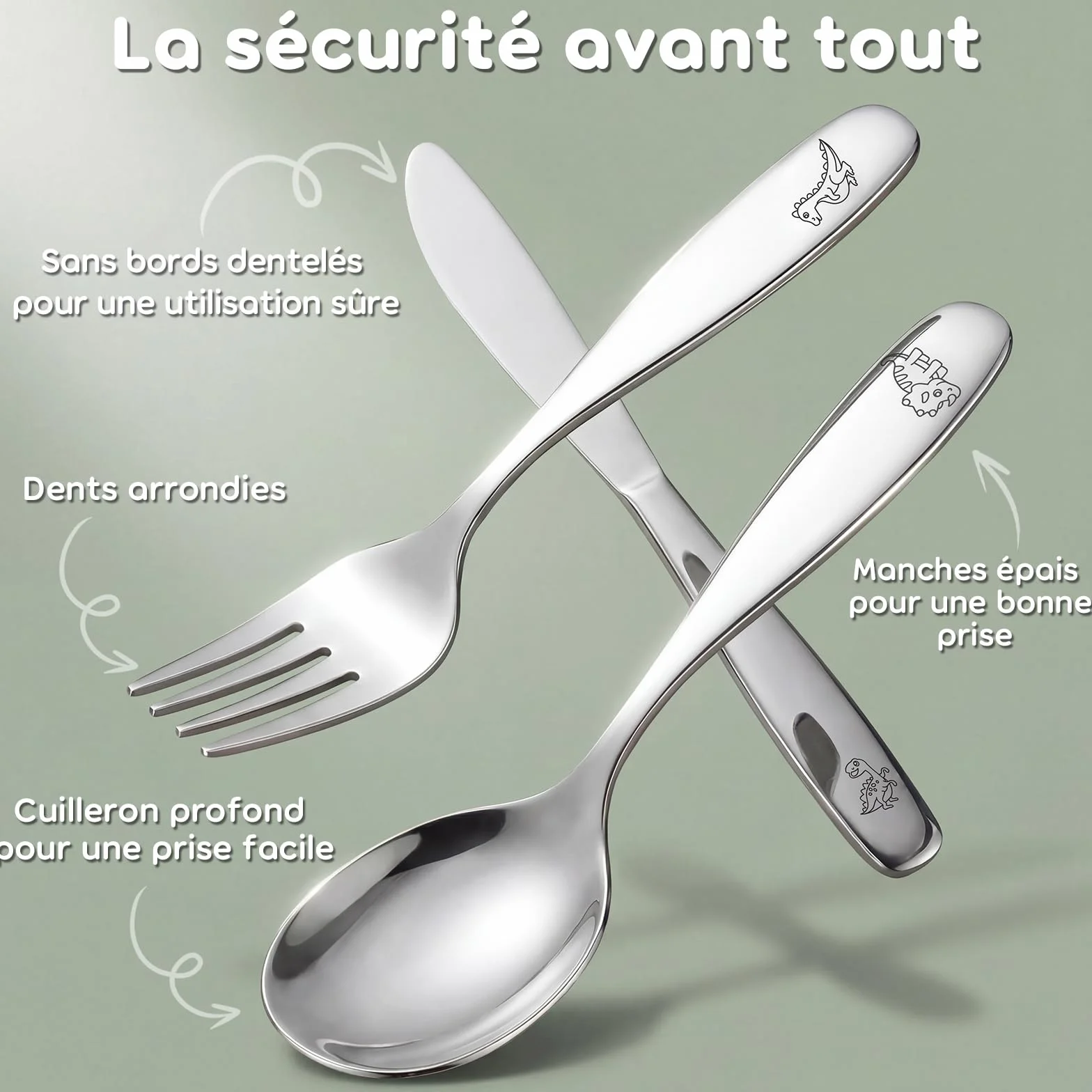 Lehoo Castle Couvert Enfant Inox 6 PCS Set Bebe 3+ Ans