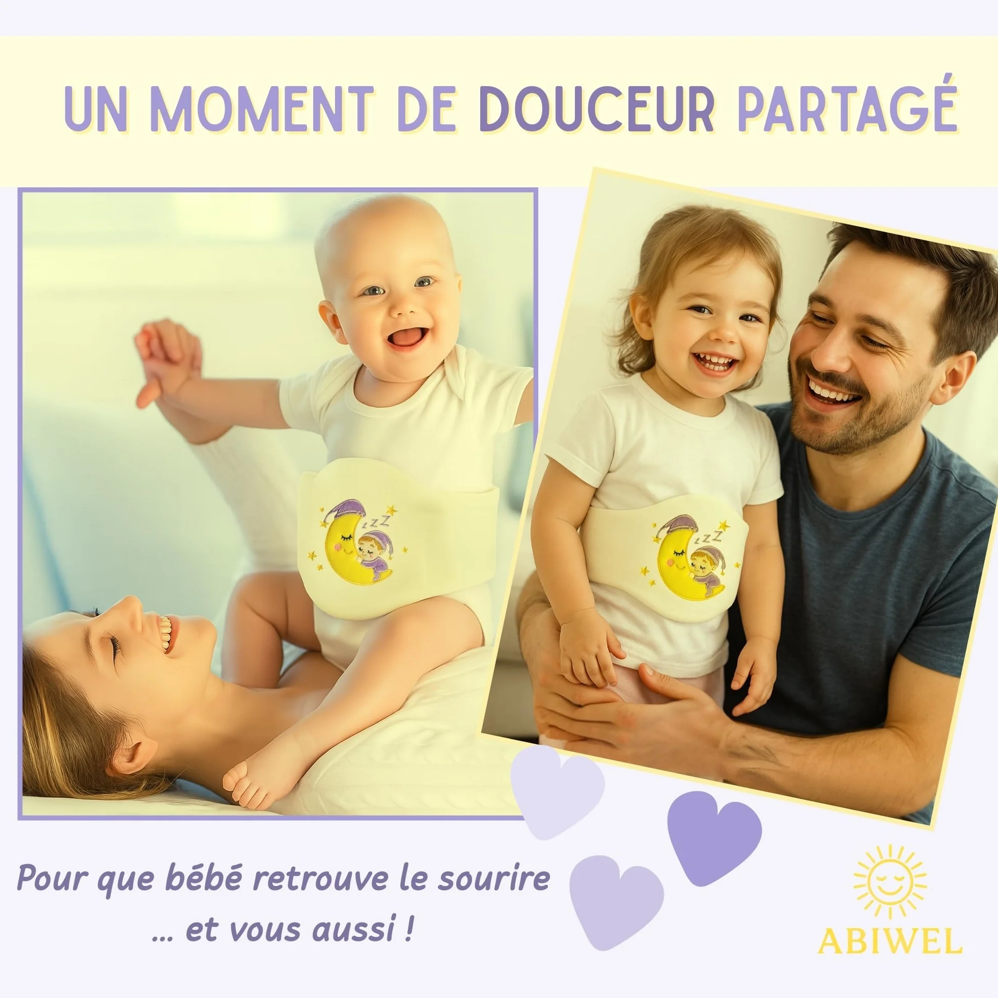 Bouillotte bébé anti-colique ceinture ventrale noyaux de cerise chaleur douce nouveau-né nourrisson