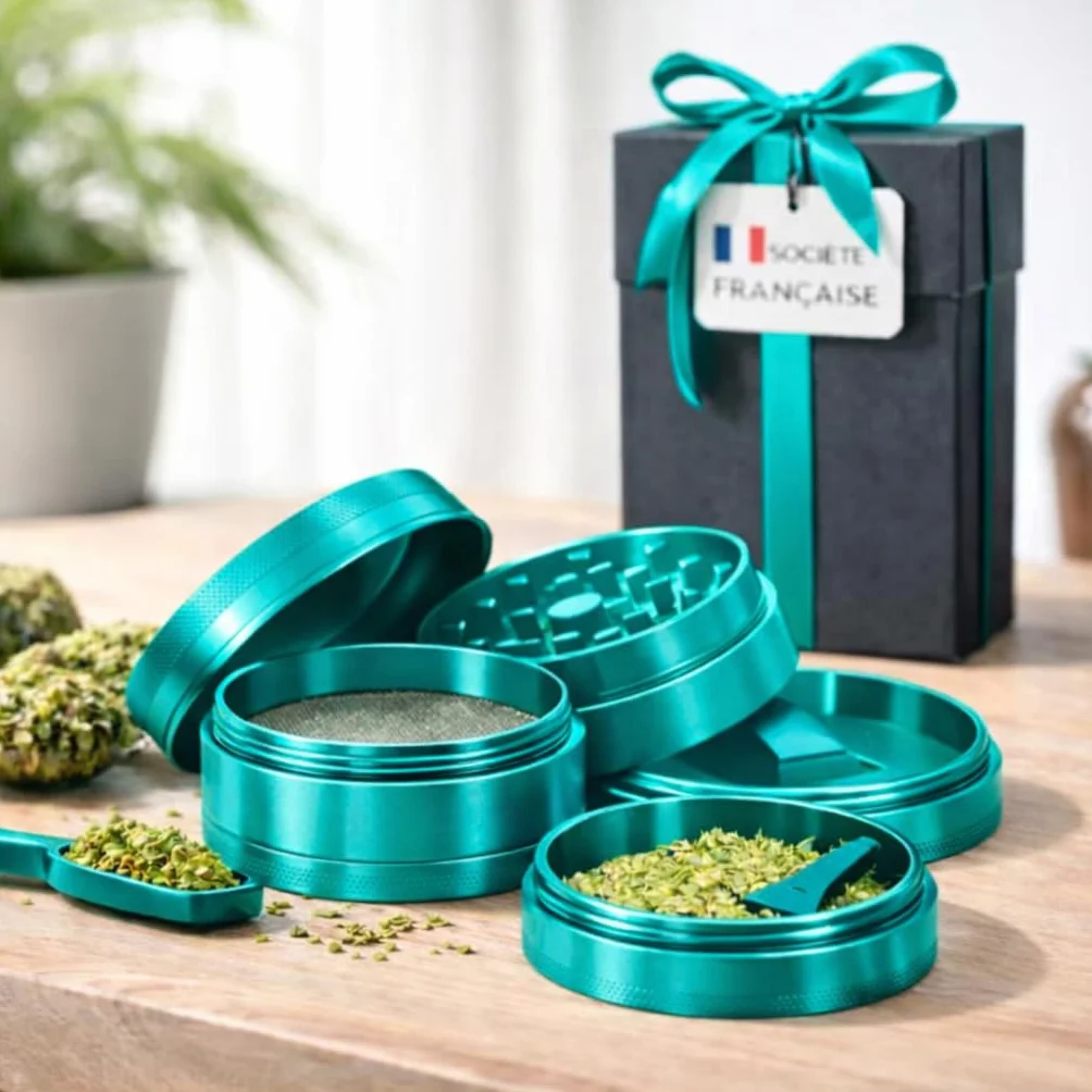 Moulin à Épices Herbe 50x40mm Alliage de Zinc Vert - Broyeur Grain Compact Résistant