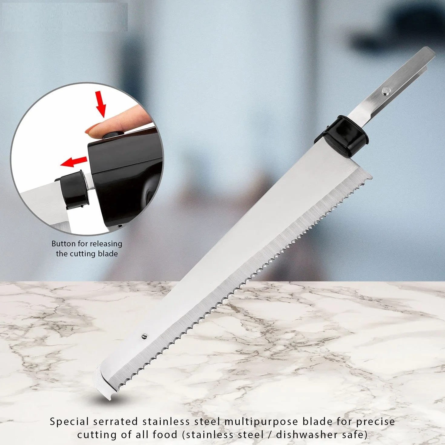 Couteau électrique viande pain double lame inoxydable 120 watts noir