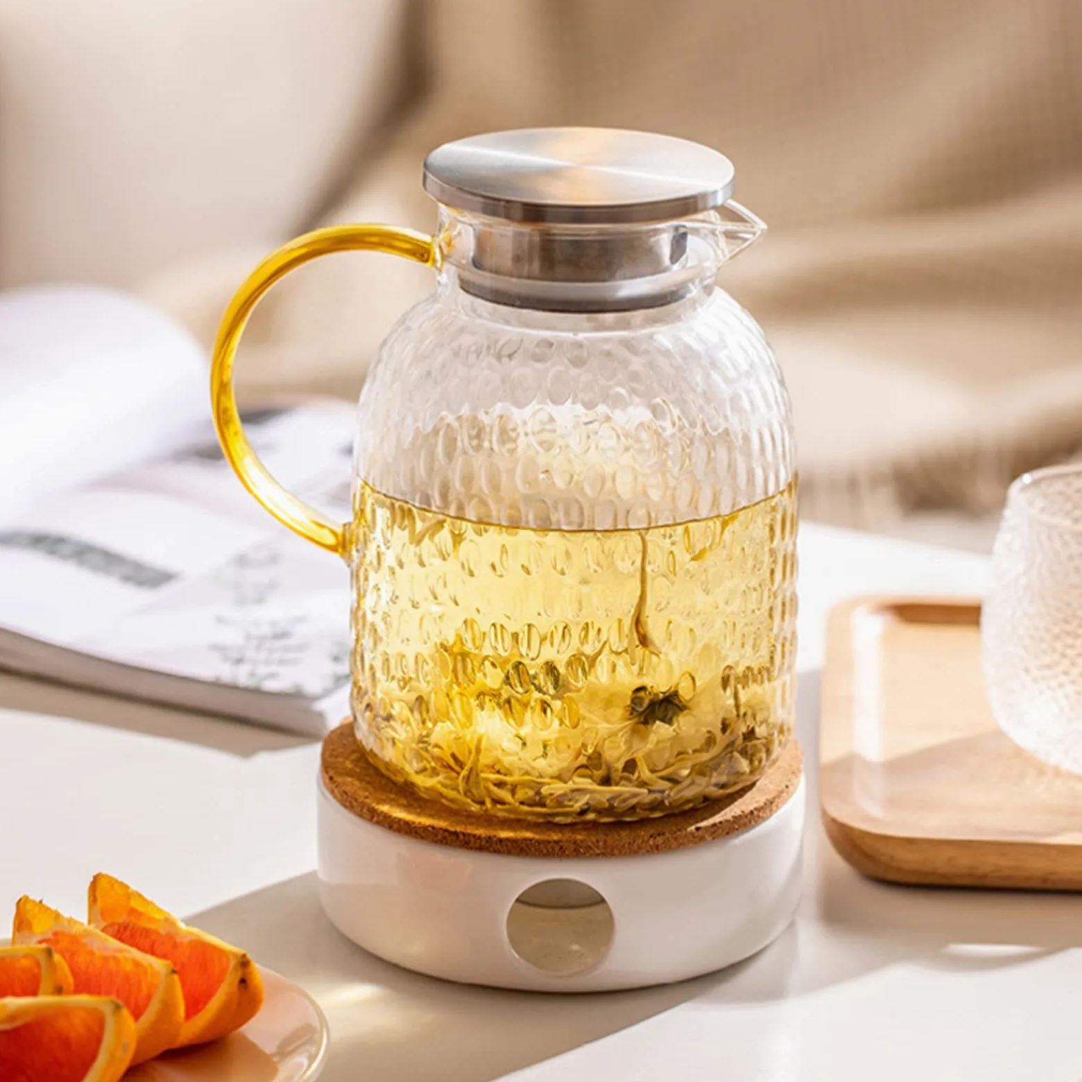 Pichet Pichet en Verre avec Couvercle pichet de thé glacé pichet pichet Chaud Eau Froide Eau thé thé café café Lait et jus de jus de Boisson Carafe Pichets