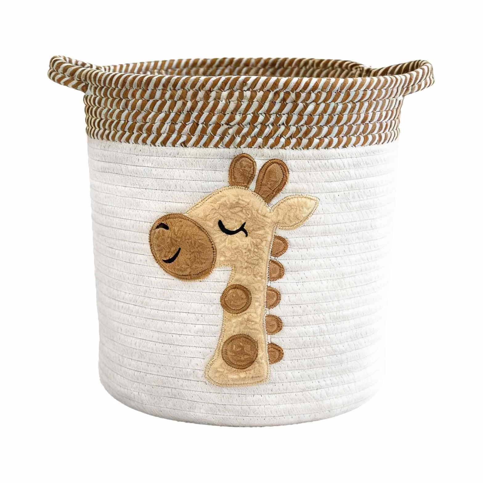Panier de Rangement Corde en Coton Motif Girafe 30 x 30 cm Pliable pour Jouets et Linge