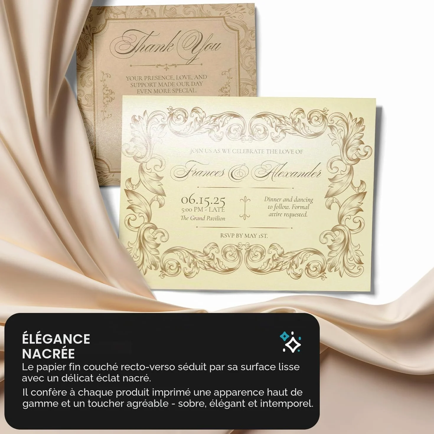 Aster Metallic Cherish papier métallisé brillant A4 210x297mm 120g pour scrapbooking