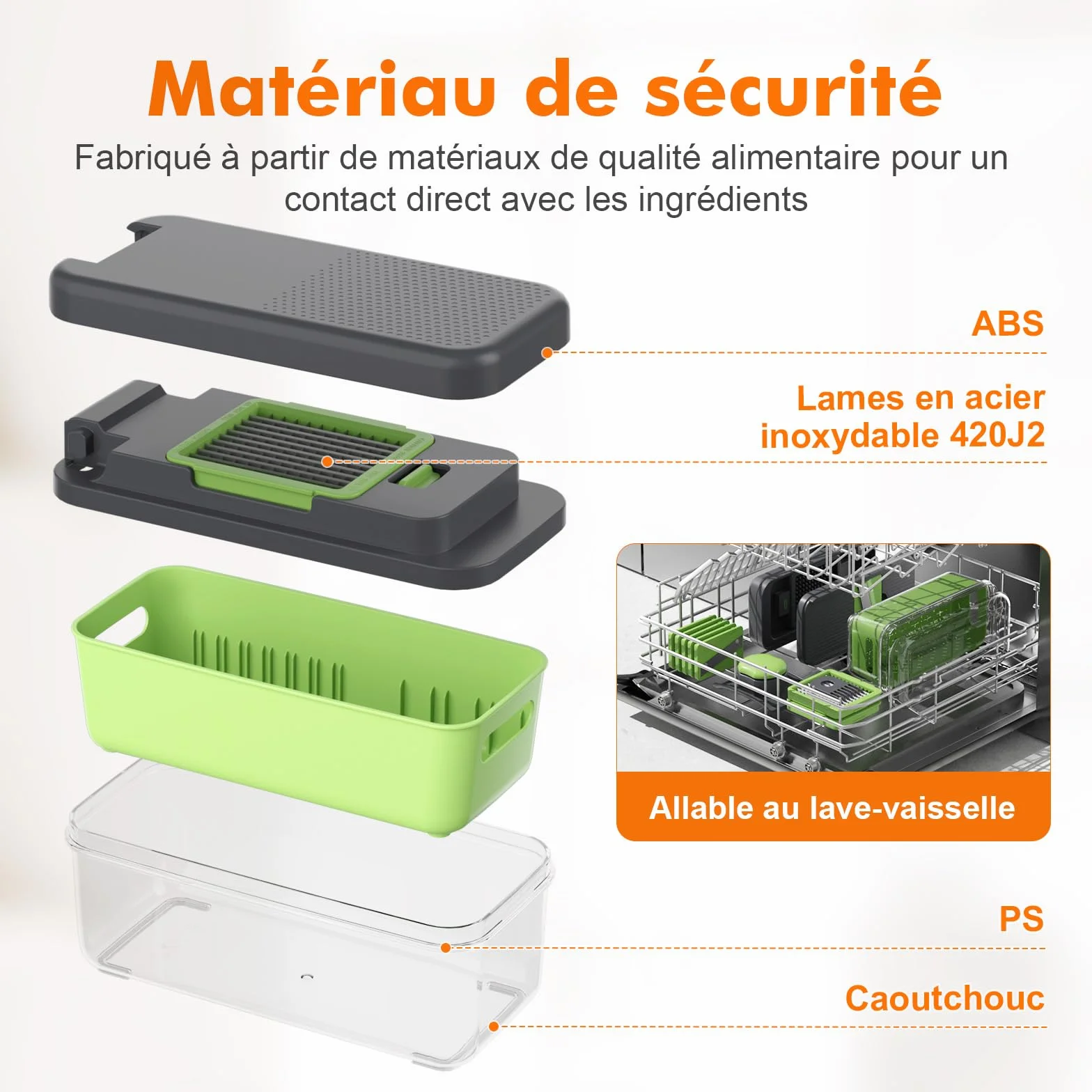 Ibergrif M524-7 Mandoline de Cuisine Professionnelle 8 en 1 Coupe-Légumes Multifonctions avec Bac Collecteur
