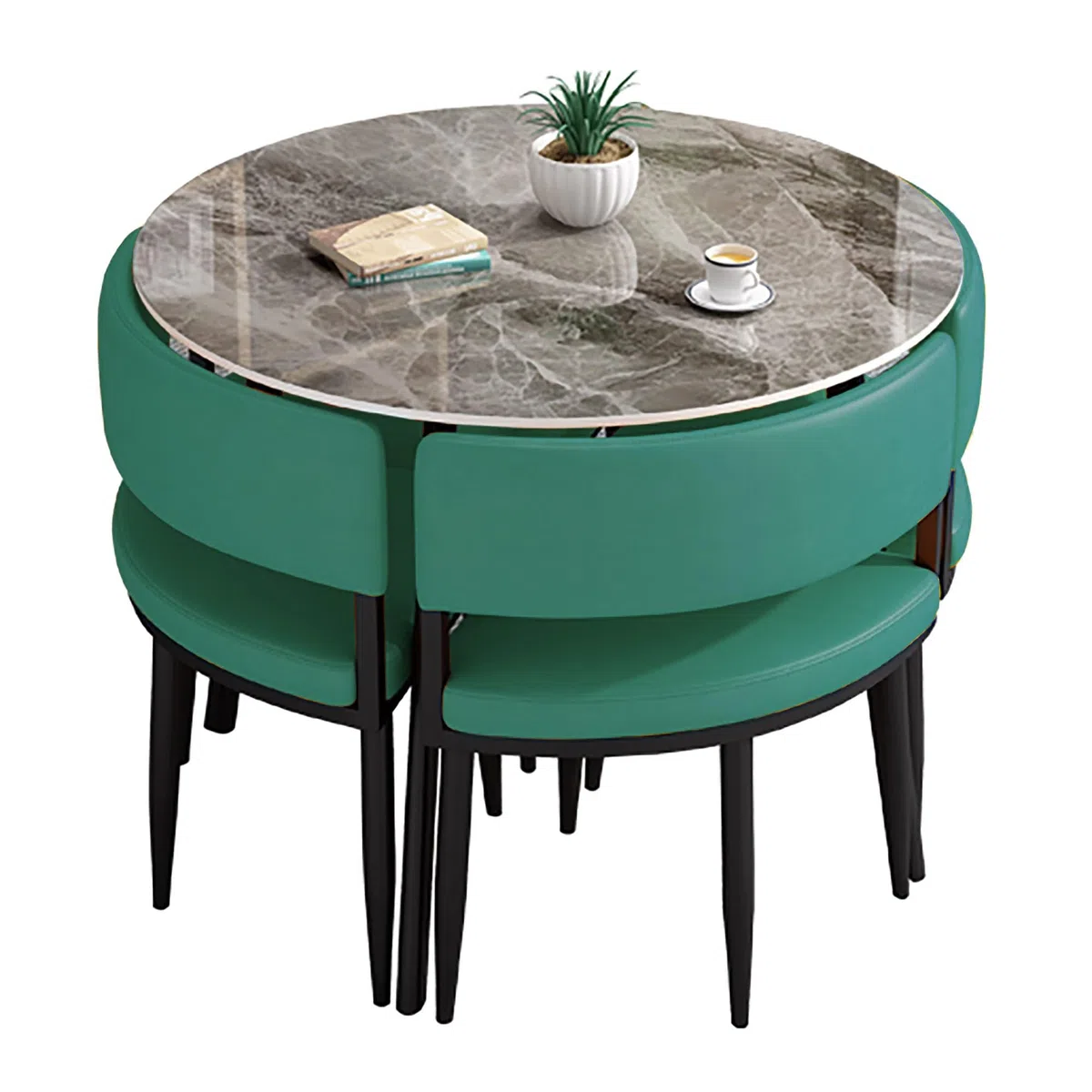 Ensemble Table et chaises Modernes 5 pièces pour 4 Personnes – Mobilier de Cuisine carré/Rond pour Petits espaces – Table de réunion élégante avec chaises pour Salle à Manger – Parfait pour
