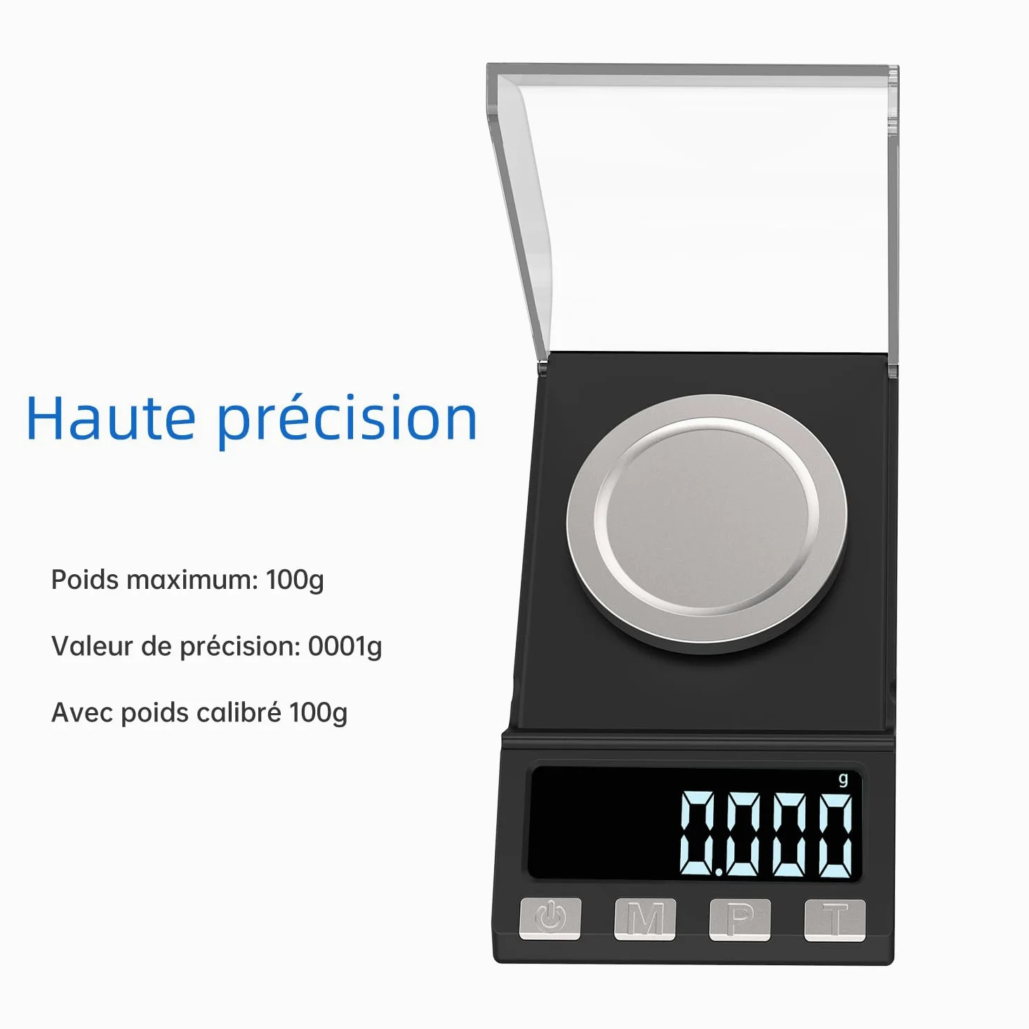 Rechargeable par USB 100g/0.001g Balance de Precision Milligrammes Balance de Poche Balances de Bijoux,Balance de Cuisine Apply to Weighing La Poudre,Bijoux, Or Poche avec Poids D'étalonnage