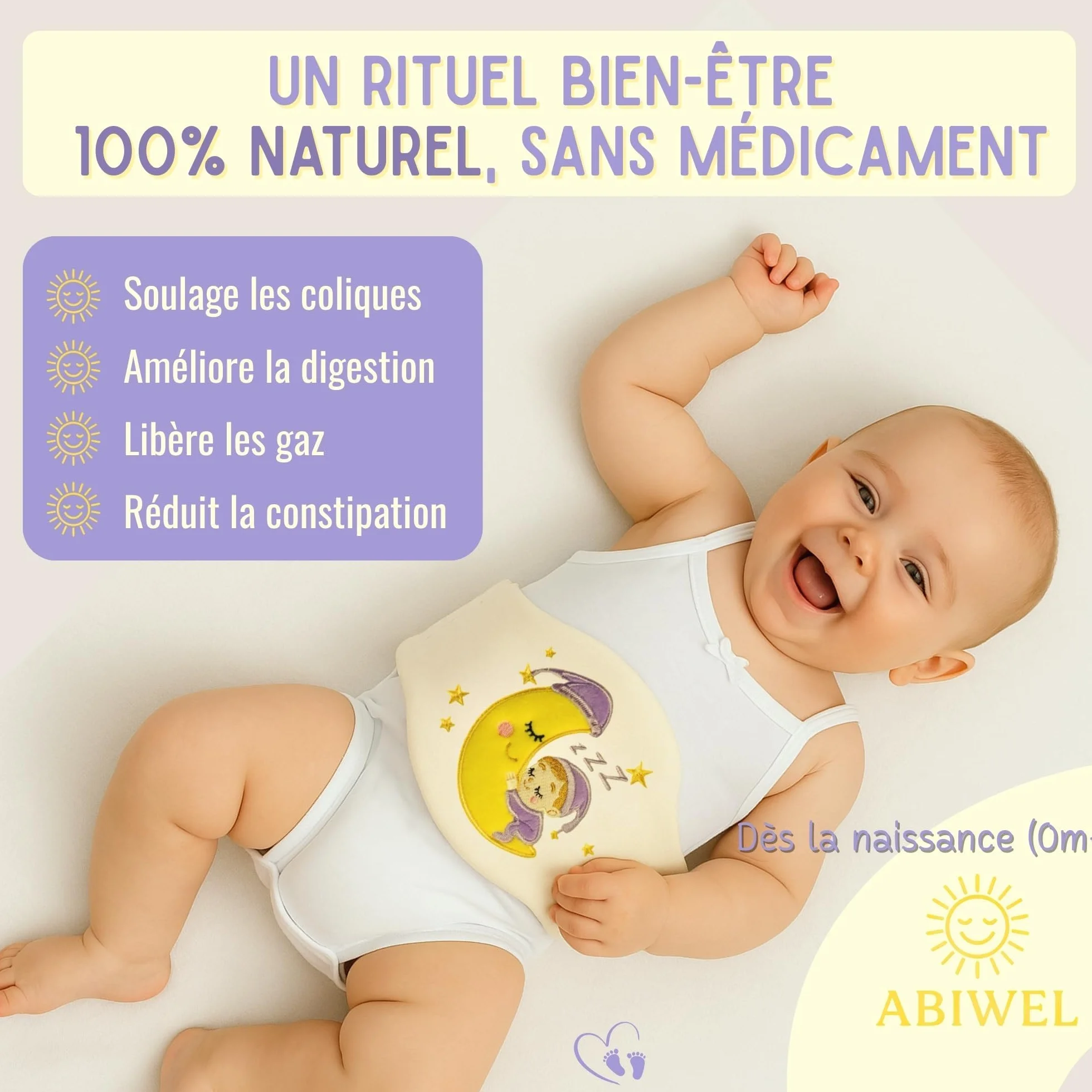 Bouillotte bébé anti-colique ceinture ventrale noyaux de cerise chaleur douce nouveau-né nourrisson