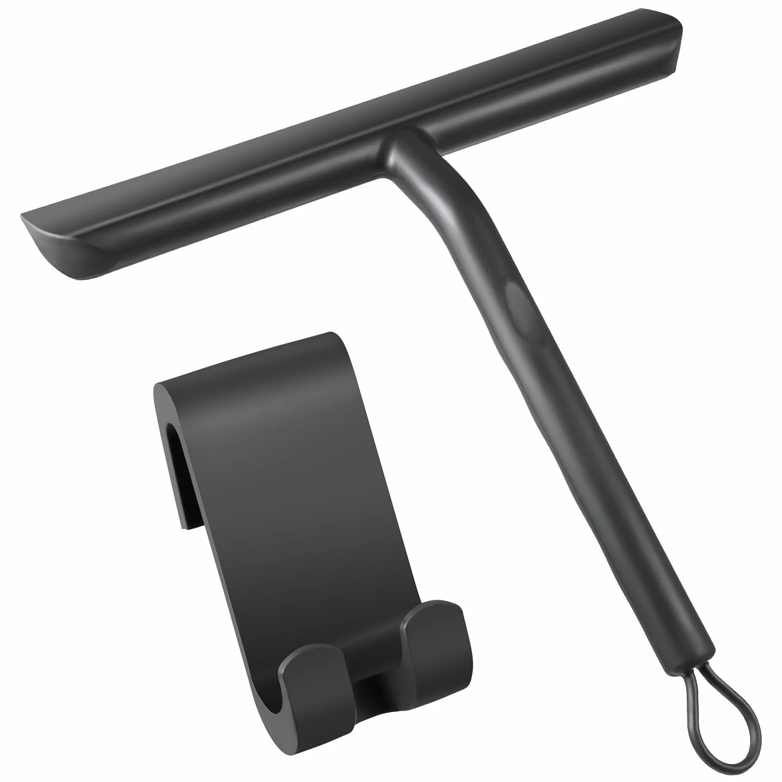 Raclette de Douche Sans Traces 21cm Noir pour Porte en Verre Salle de Bain