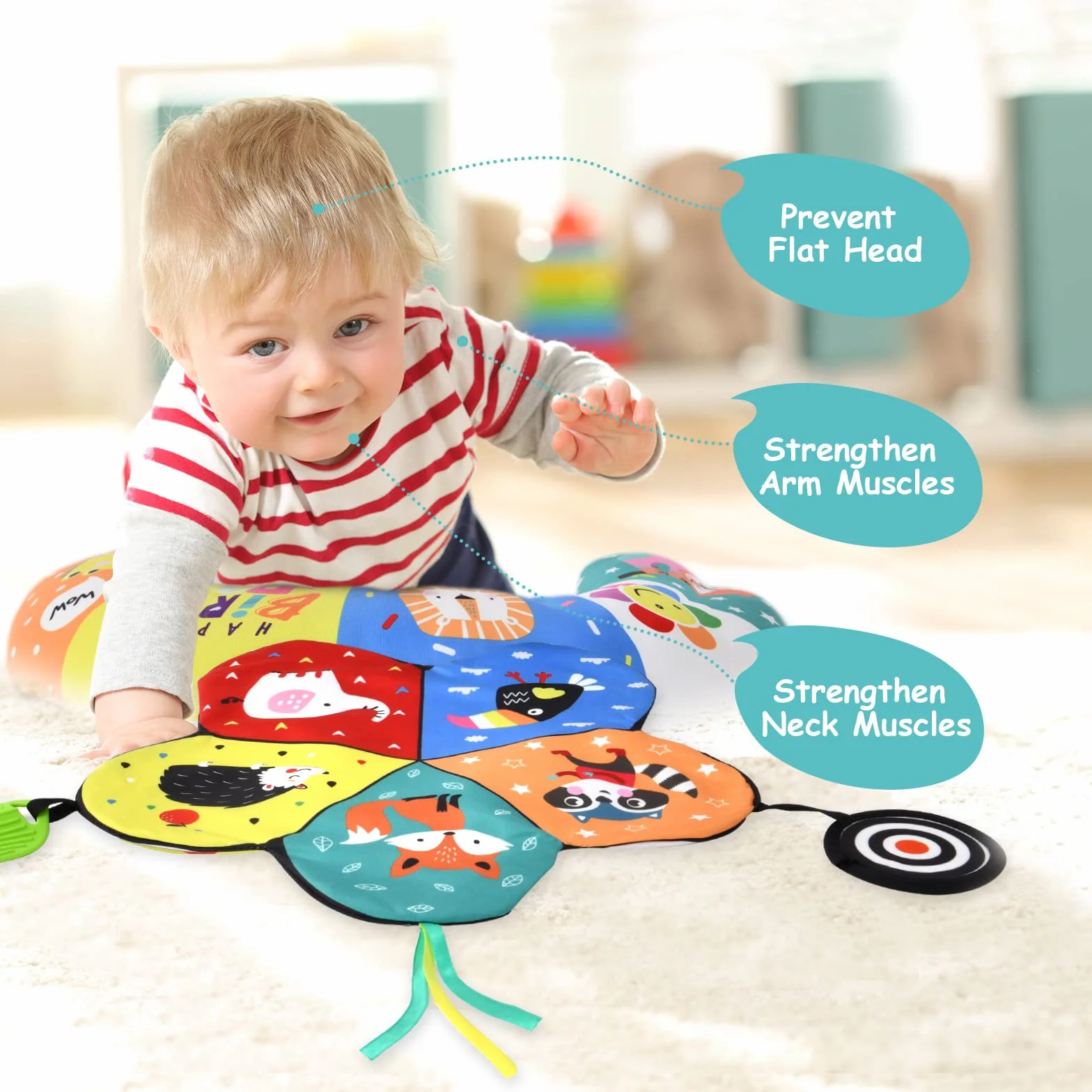 Vicloon Coussin interactif pour bébé Jeu Sur le Ventre Et Assis 0-6 Mois Développement Muscles