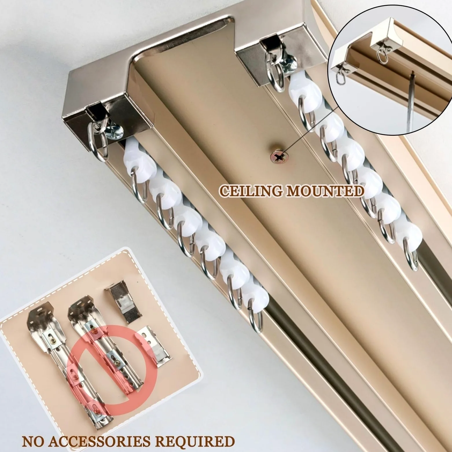 Tringle à rideaux double robuste de luxe idéale pour les cloisons de séparation de pièce – Double rail de haute qualité