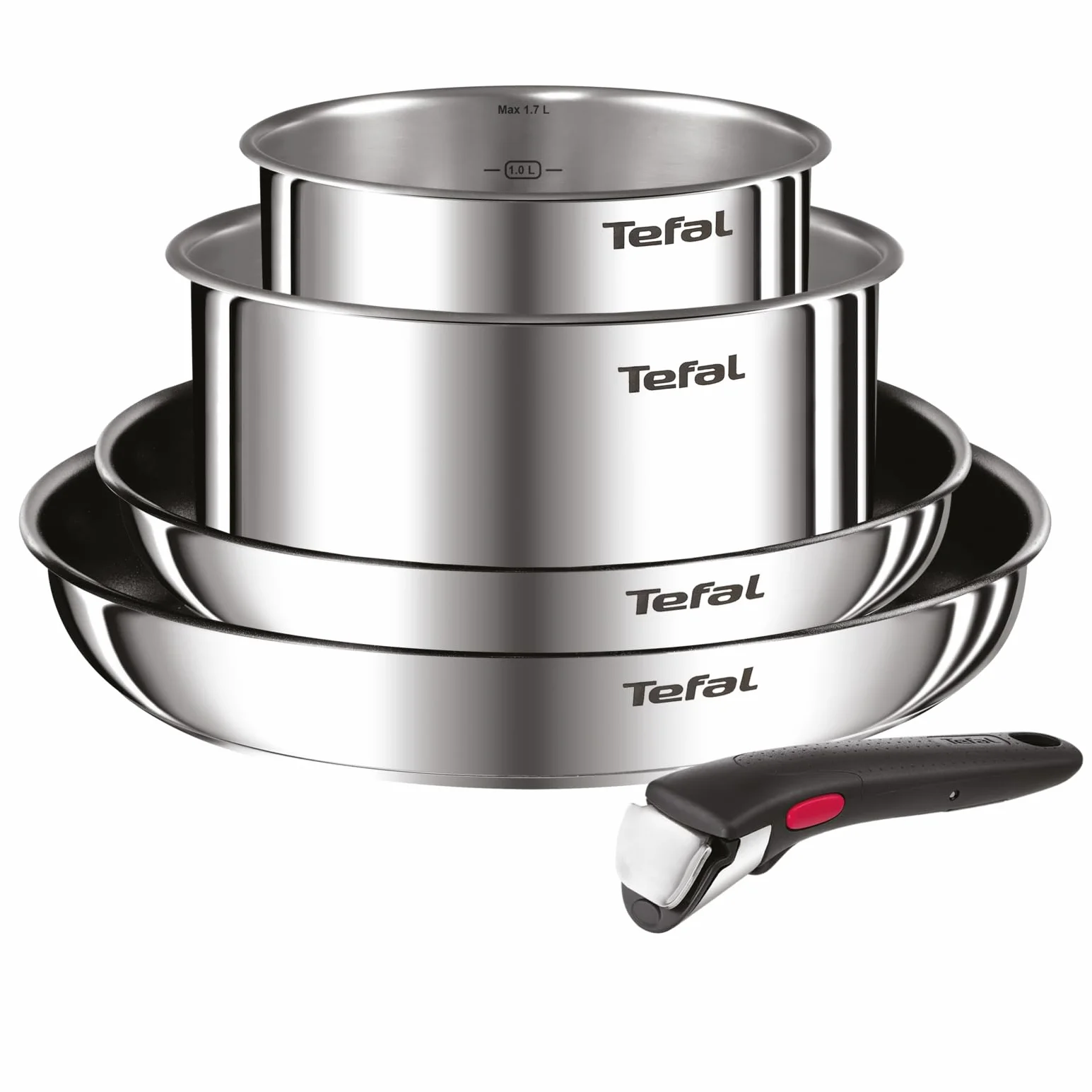 Tefal Ingenio Emotion L897S504 Lot 2 Poêles 2 Casseroles Poignée amovible Induction Acier inoxydable Antiadhésif