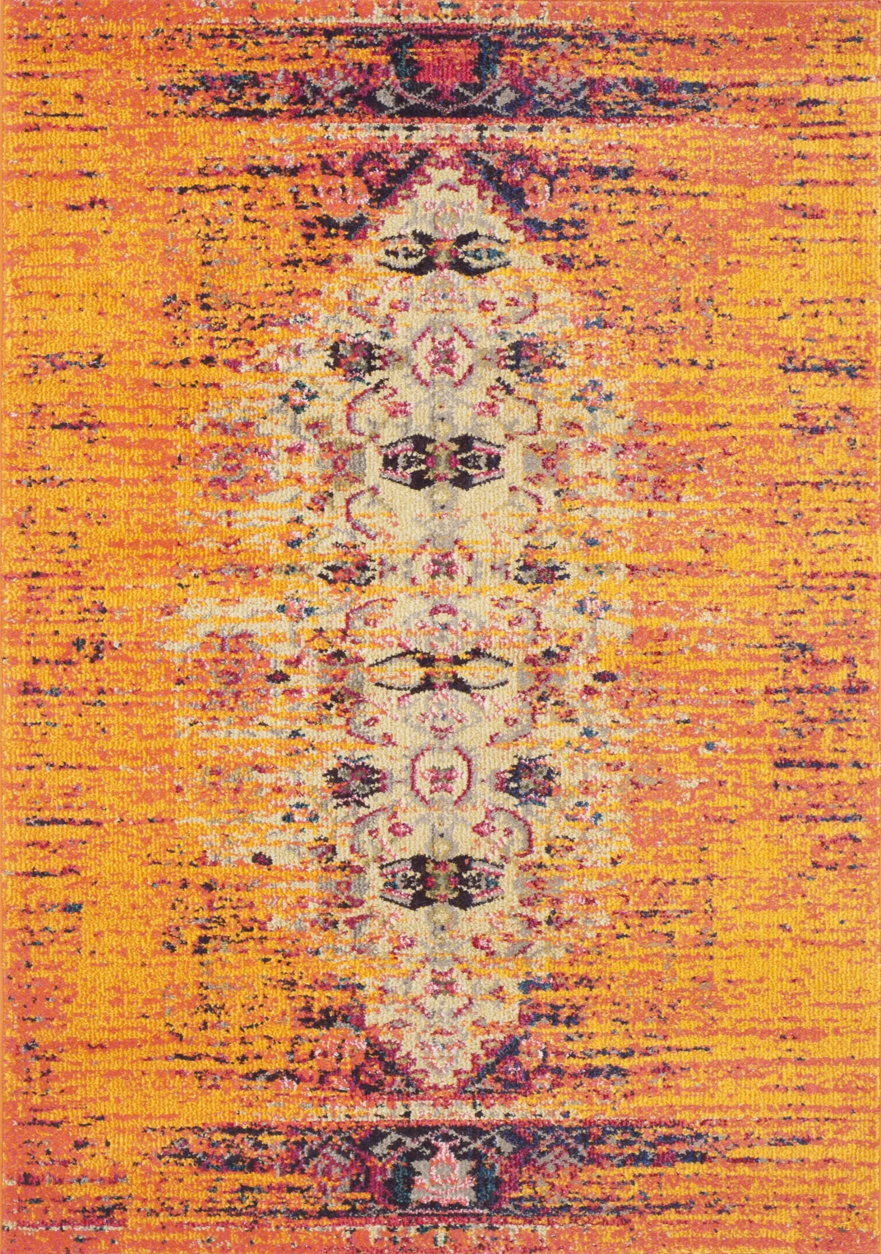 SAFAVIEH Tapis Boho Pour Salon, Salle à manger, Chambre à coucher - Monaco Collection, Tapis à poil court, Orange et Multi, 122 X 170 cm