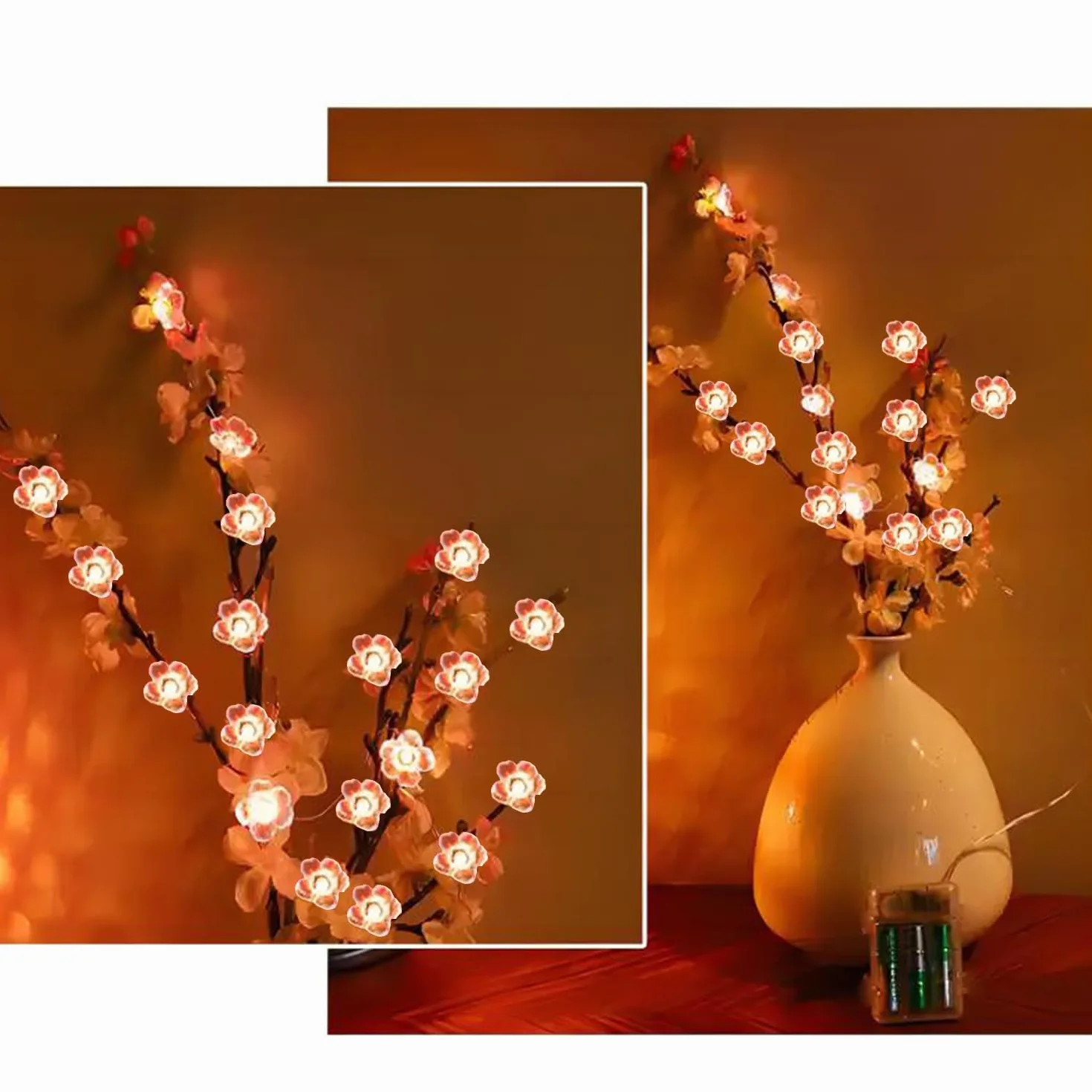 Auting Guirlande lumineuse LED fleurs cerisier 2 m 20 LED minuterie Décoration intérieur jardin terrasse