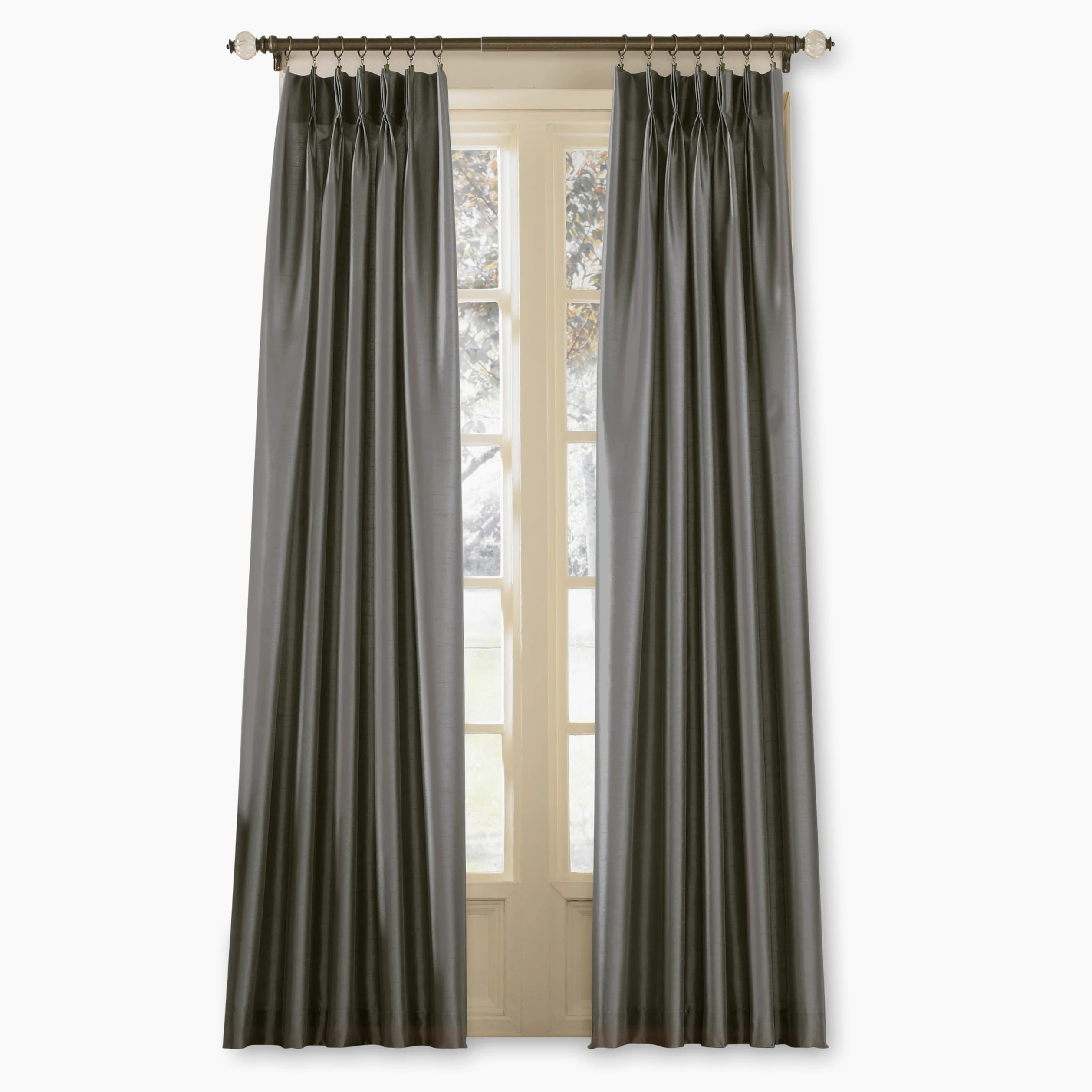Curtainworks Marquee Imitation Soie Panneau de Rideau flamande, étain, 30 by 132"
