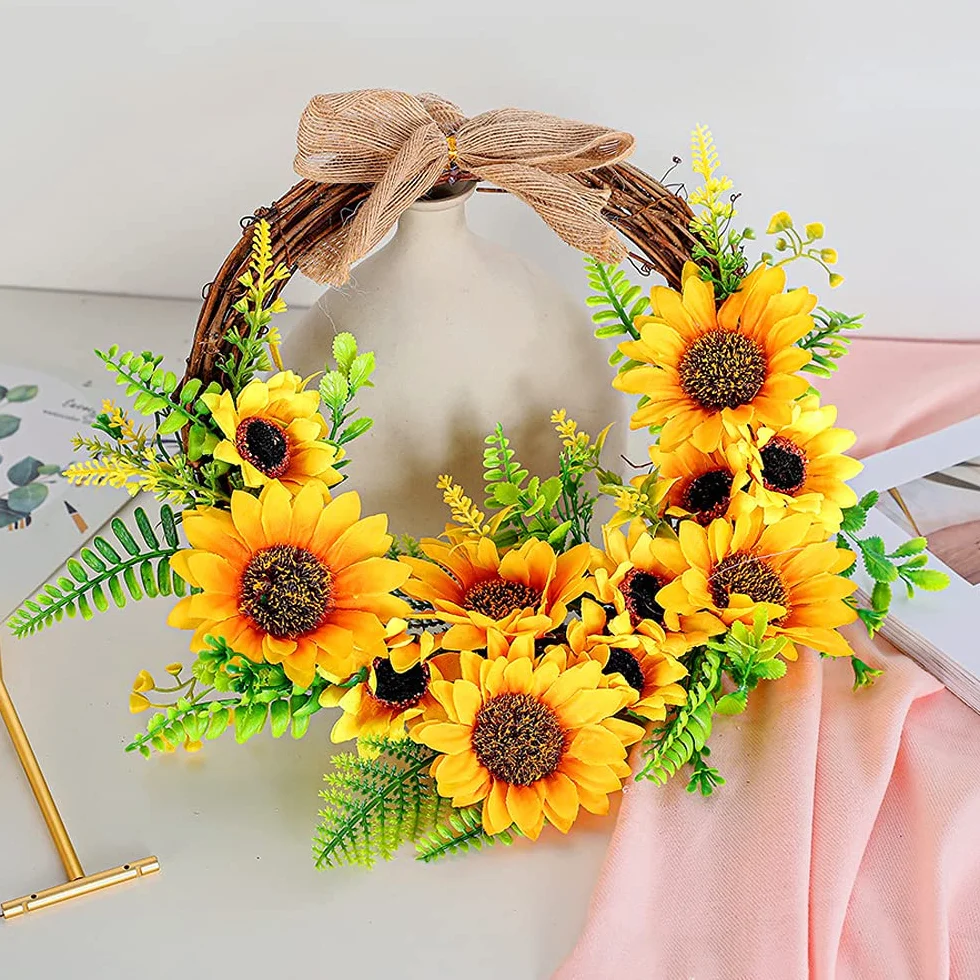 Couronne de Porte Fleurs Artificielles, Décoration Murale pour Maison, Fêtes, Mariages