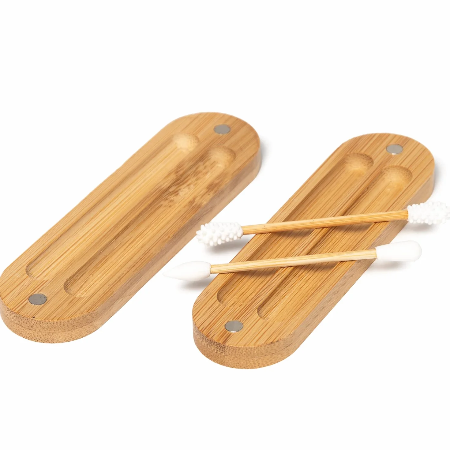 New Living Embouts d'oreille en silicone lavables réutilisables avec boîte en bambou biologique 2 écouvillons