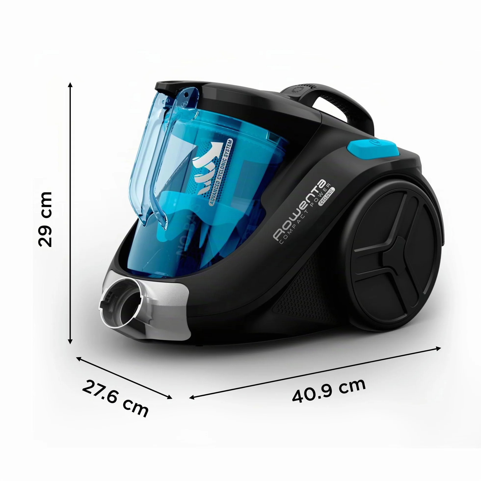 Rowenta Compact Power Cyclonic Aspirateur Sans Sac 1,5L RO3731EA Noir Turquoise