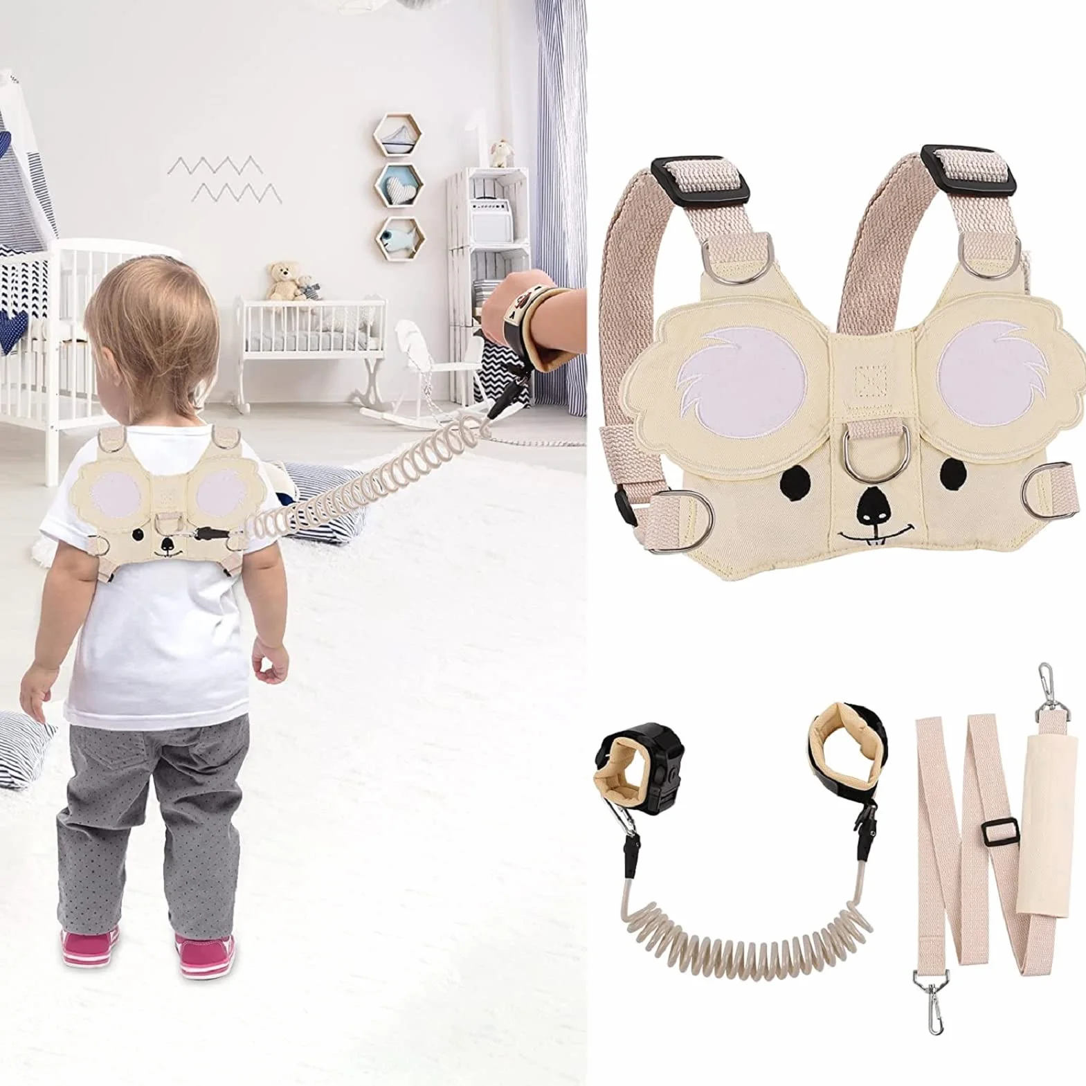 Koala Harnais de Sécurité Enfant Laisse Promenade Sangle Anti-perte Bébé Marche Lien Poignet Ceinture Réglable Extérieur