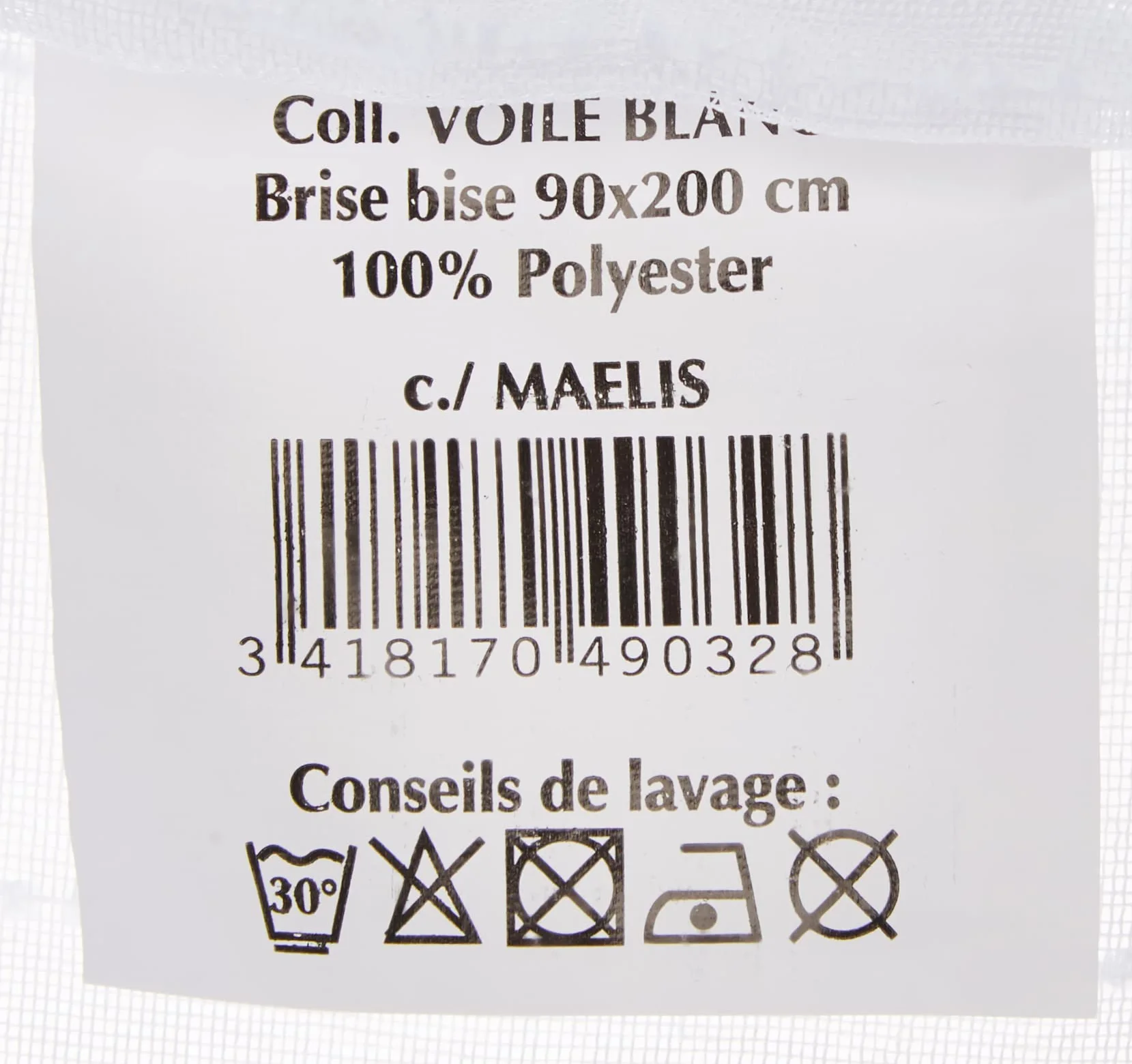 Soleil d'ocre Maelis Brise Bise Polyester Blanc 90x200 cm