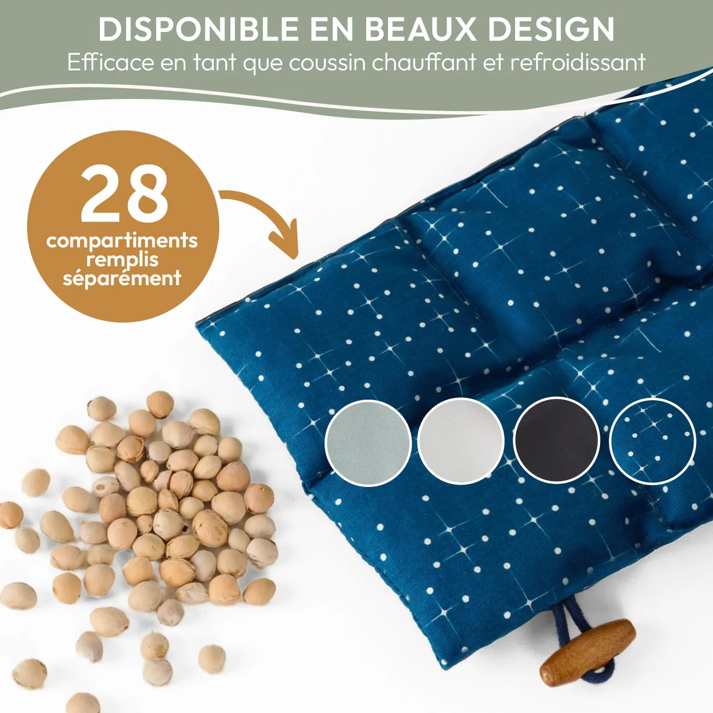 Blumtal Coussin Noyau de Cerise Chauffant Housse 100% Coton Oeko-TEX Micro-Onde Cervicales Nuque
