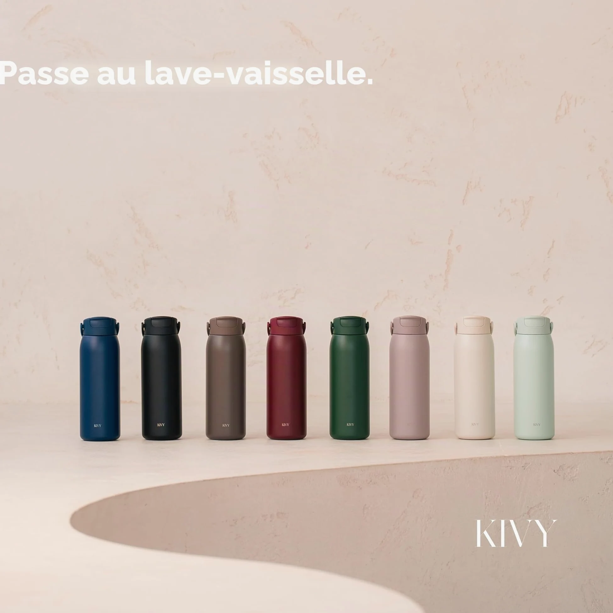 KIVY Gourde en acier inoxydable 1 l avec paille - Bouteille isotherme de 1 l - Passe au lave-vaisselle - Gourde Gym & Fitness - Gourde isotherme en acier inoxydable - Bouteille isotherme | 24 heures de froid, 12 heures de chaleur, anti-fuite, isotherme, b