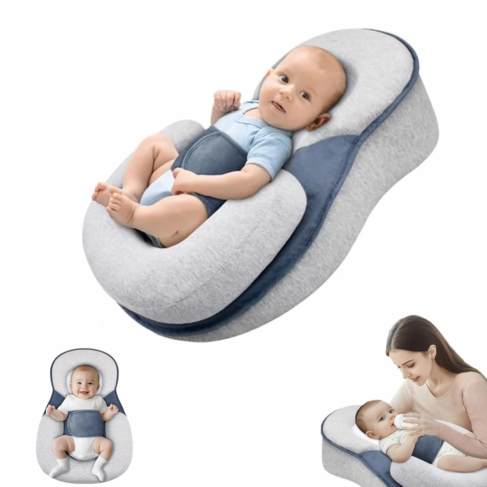 Coussin d'allaitement ergonomique avec appui-tête en modal, housse amovible lavable, surface inclinée 15°