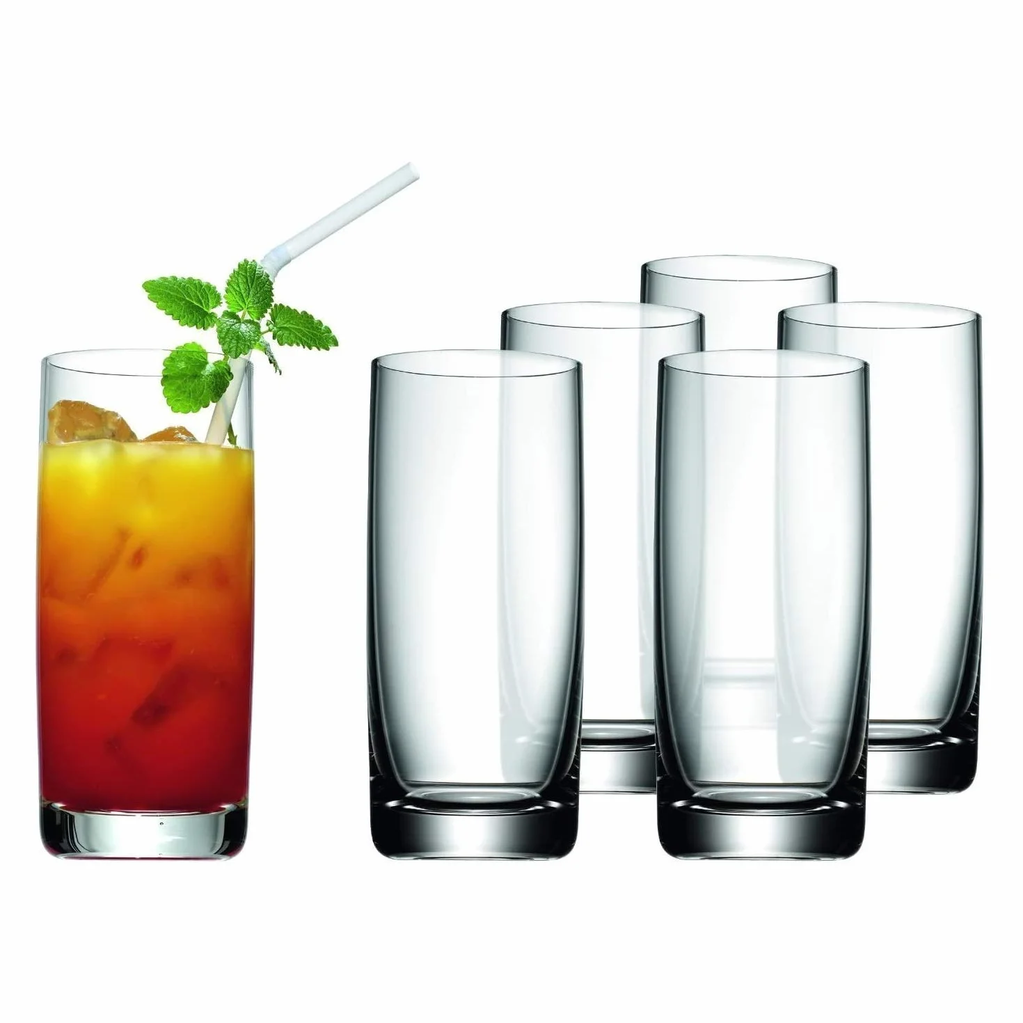 WMF Easy Lot de 6 verres à long drink, verre à cocktail 350 ml, verre en cristal, passe au lave-vaisselle, incassable