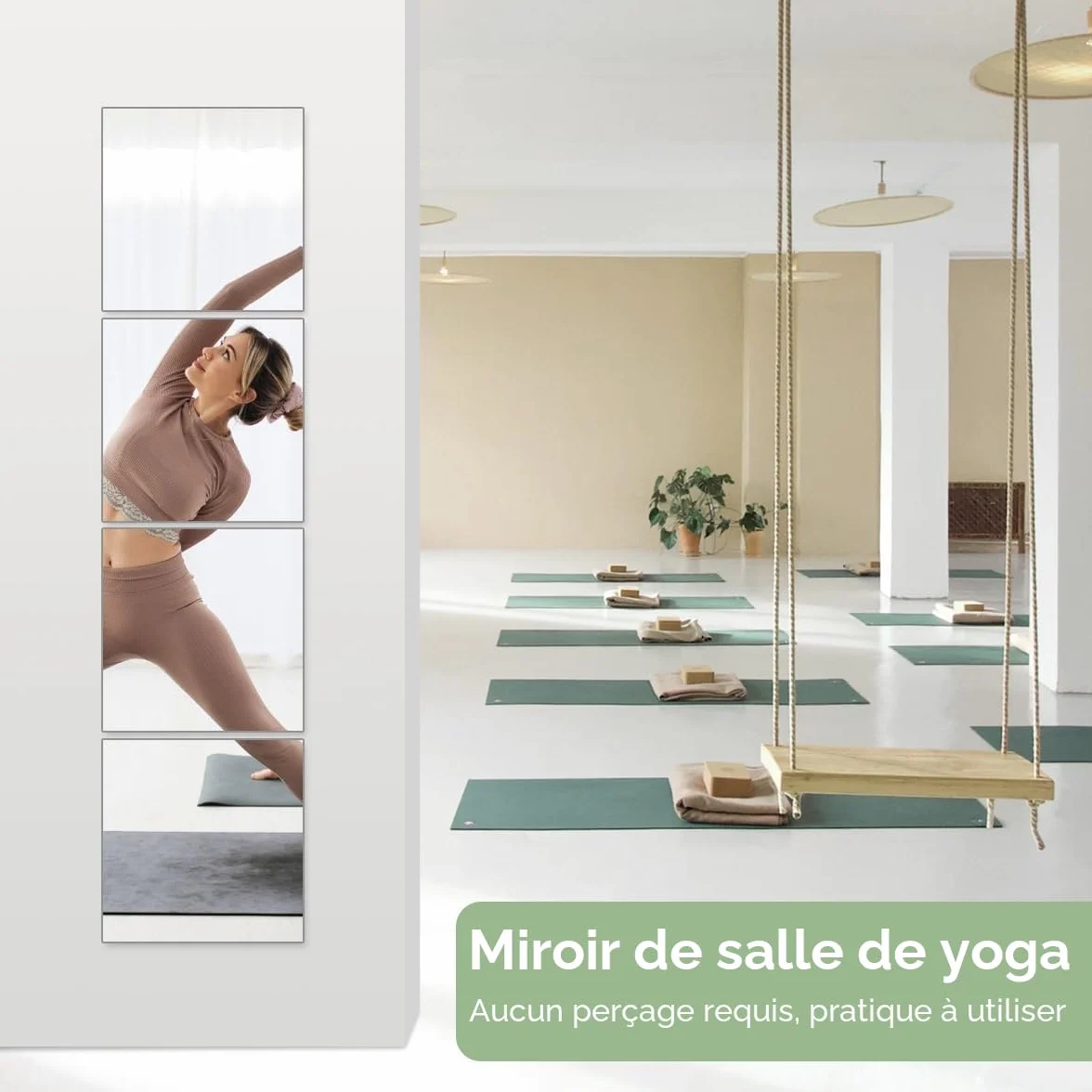 Lot de 4 miroirs autocollants en acrylique pour mur, grande taille, sécurité