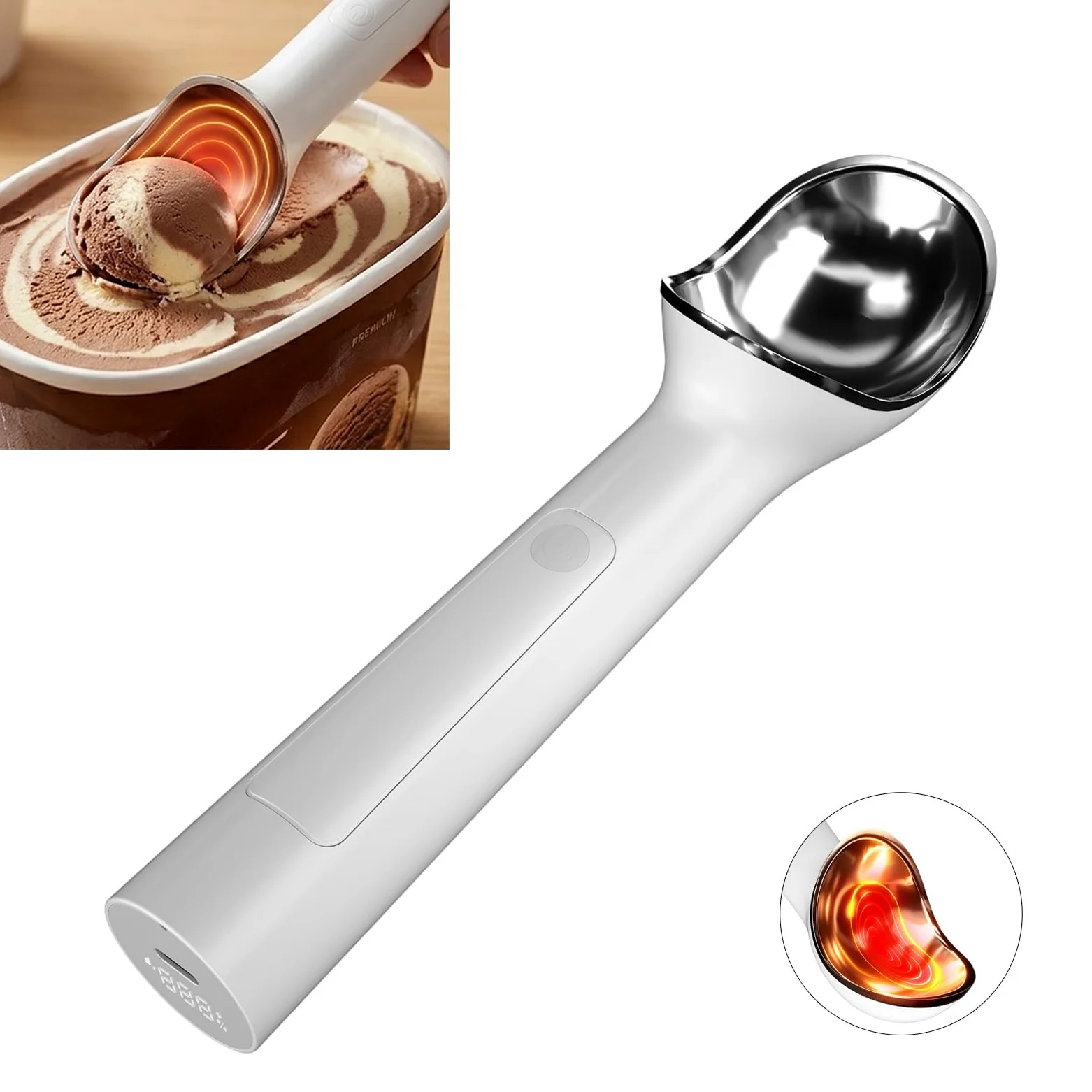 Cuillère à crème glacée chauffante sans fil avec enfant et indice d'étanchéité IP67 pour le nettoyage sans tracas Affichage LED Cuillère à crème glacée