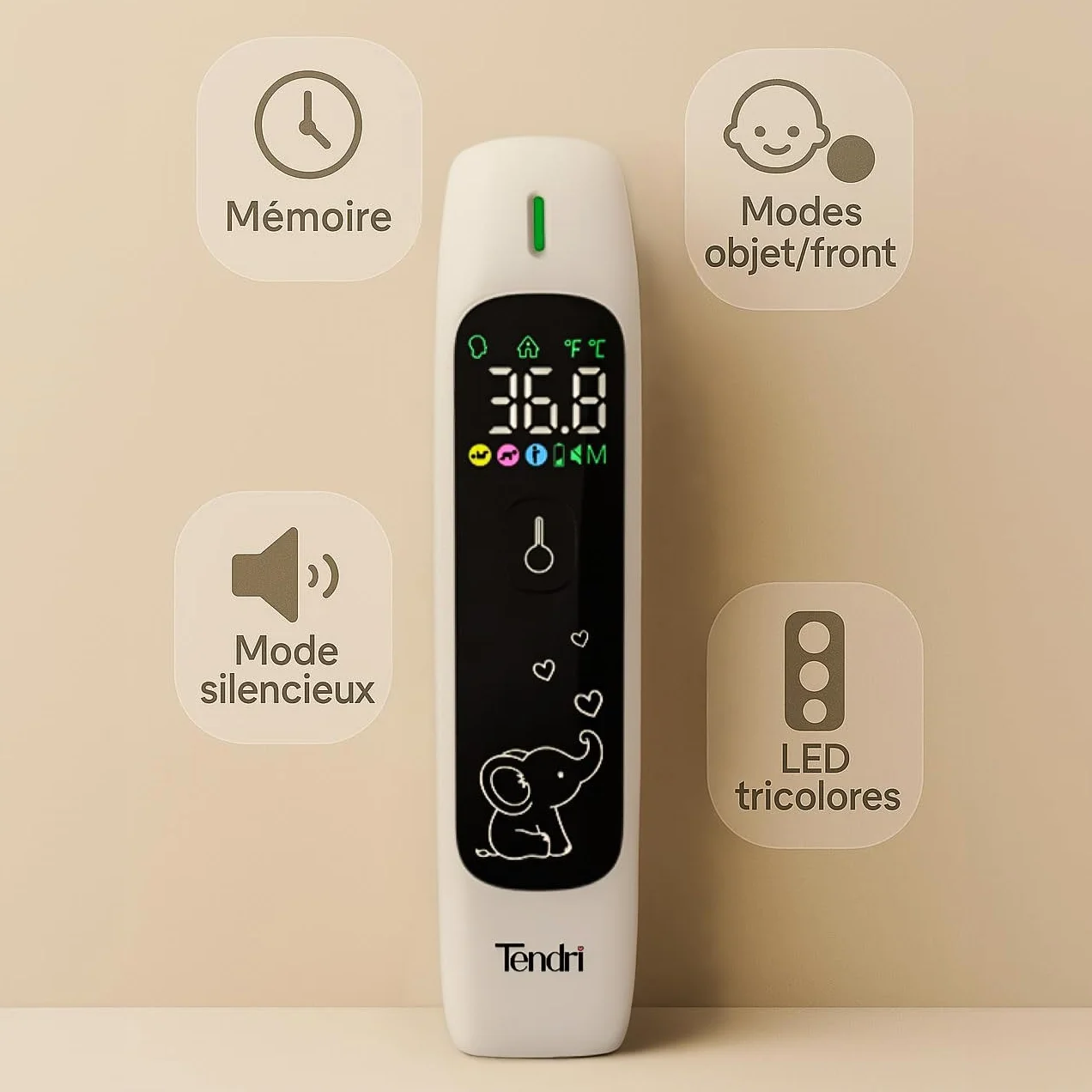 Thermomètre Frontal Bébé Sans Contact & Numérique Oral Rectal – Marque Française – CE Médical