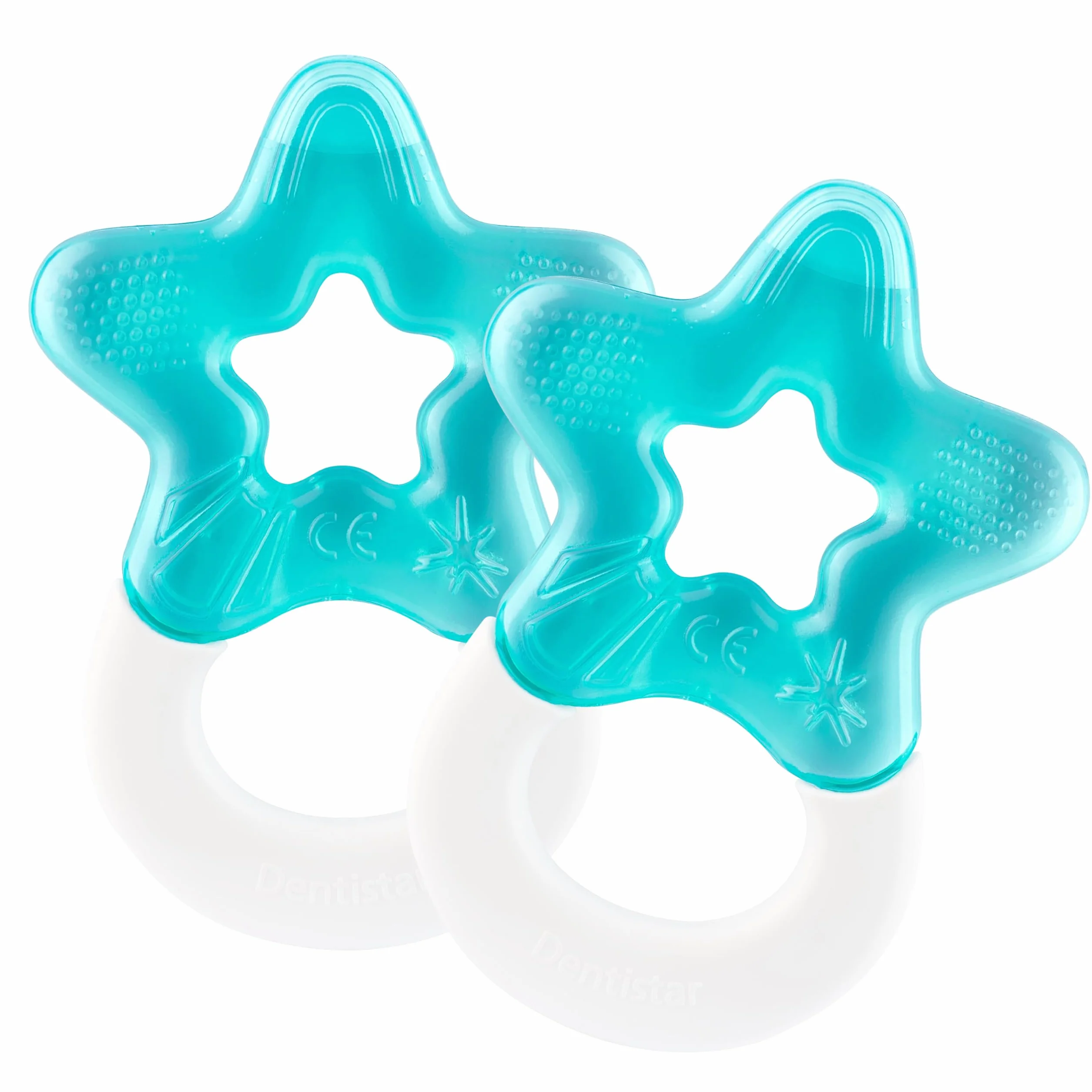 Dentistar Set de 2 anneaux de dentition rafraîchissants pour bébé - Sans BPA - Turquoise