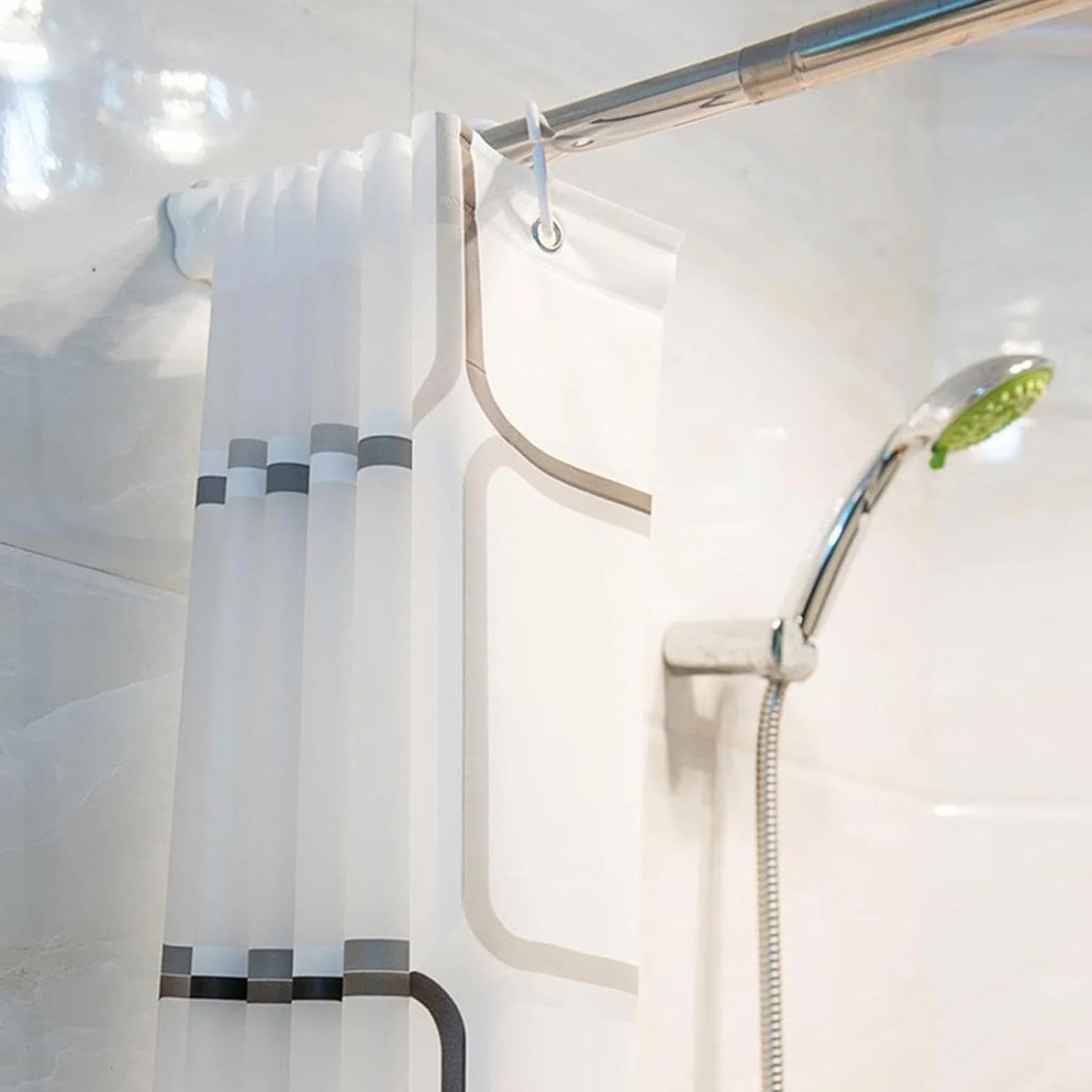 Rideau de douche résistant à la moisissure lavable et facile à nettoyer - 200 x 210 cm - En polyester - Design élégant - Pour salle de bain moderne