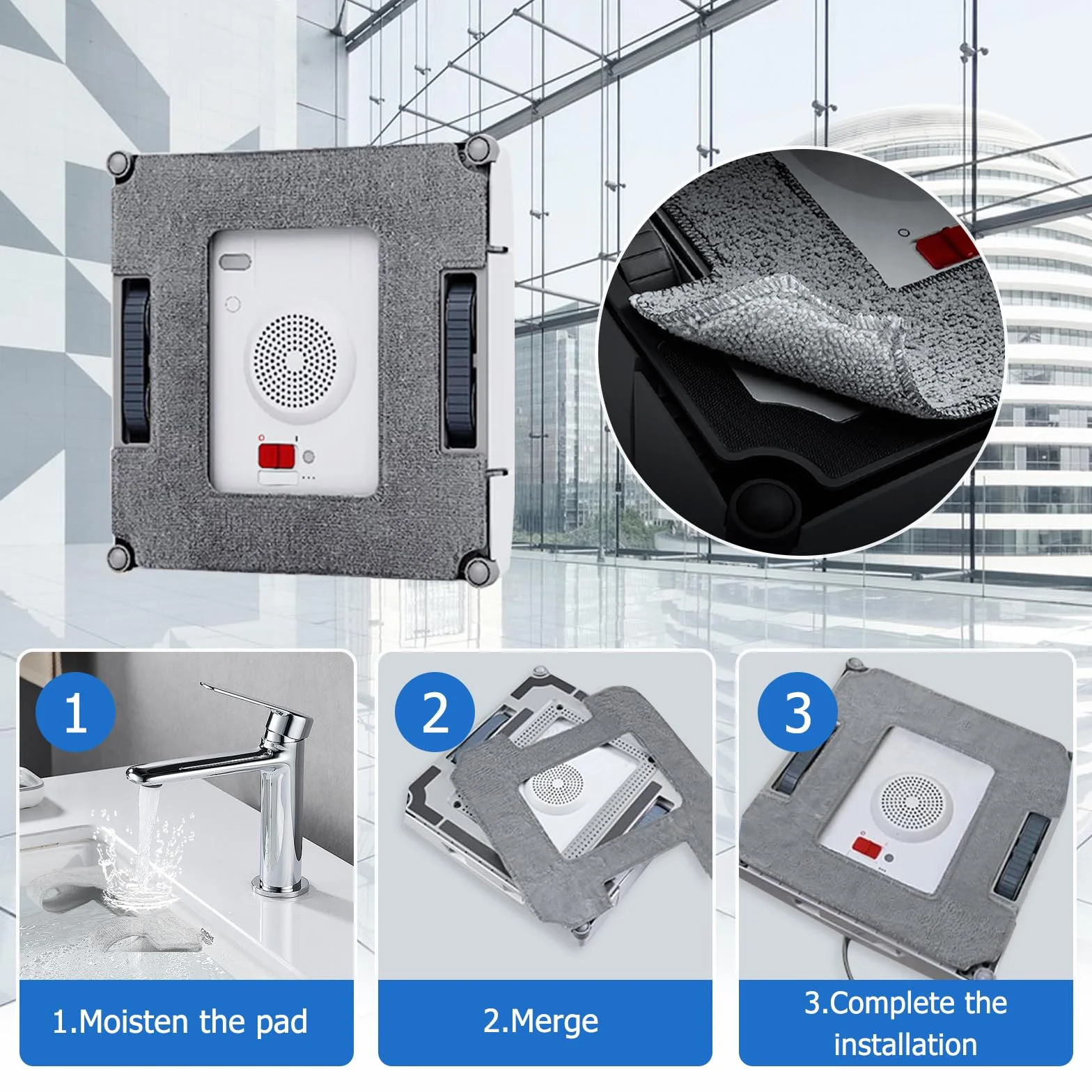 Kit Serpillère Rechange pour Ecovacs Winbot W2 PRO, W2 PRO Omni, W2 Omni, W2, W1 Pro, W1 - 8 Pièces Microfibre