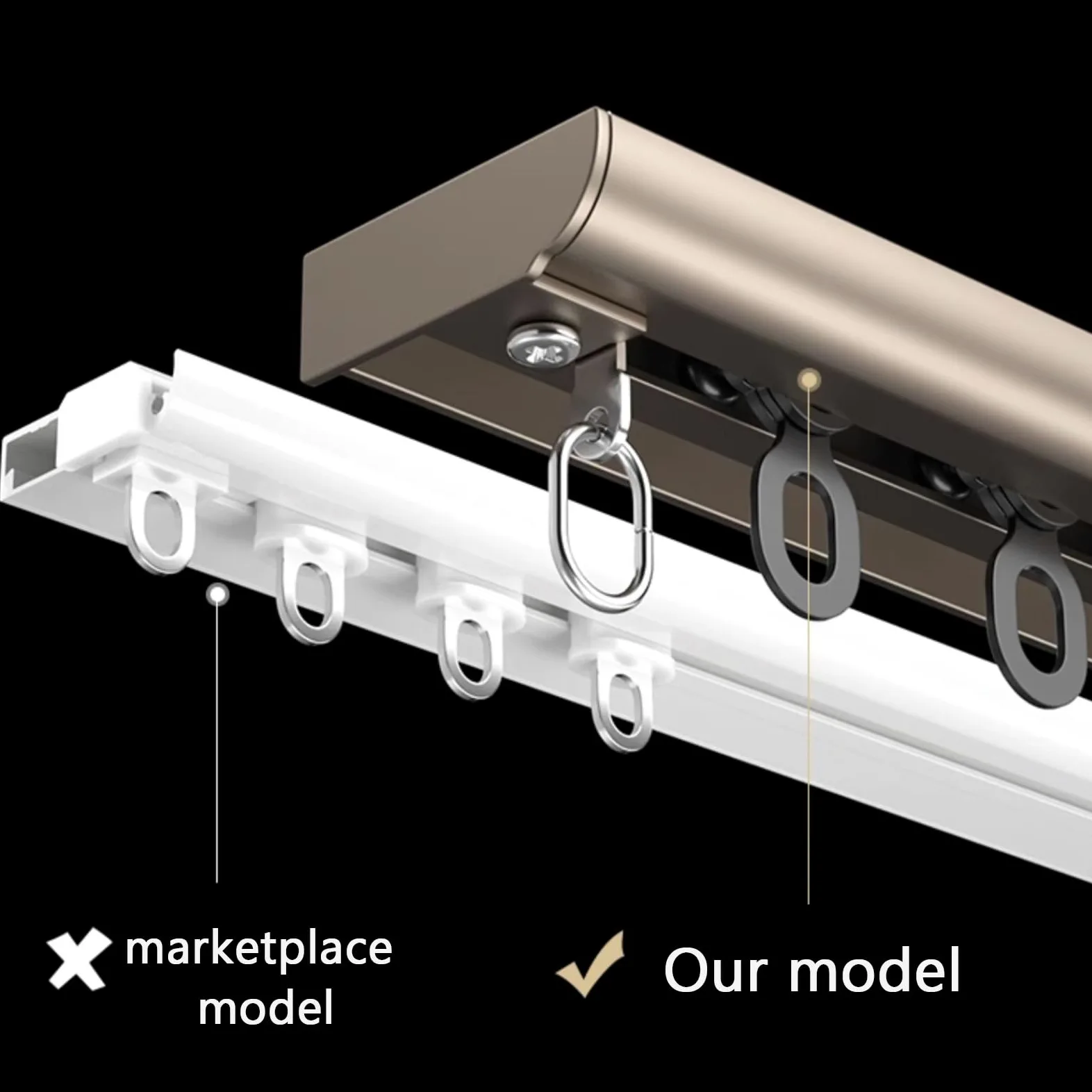 Tringle À Rideaux Style Industriel, Tringle À Rideaux, Rail De Plafond, Ensemble De Rail De Plafond en Aluminium, pour Montage Au Plafond Ou Muraux(White,2M/6.5FT)