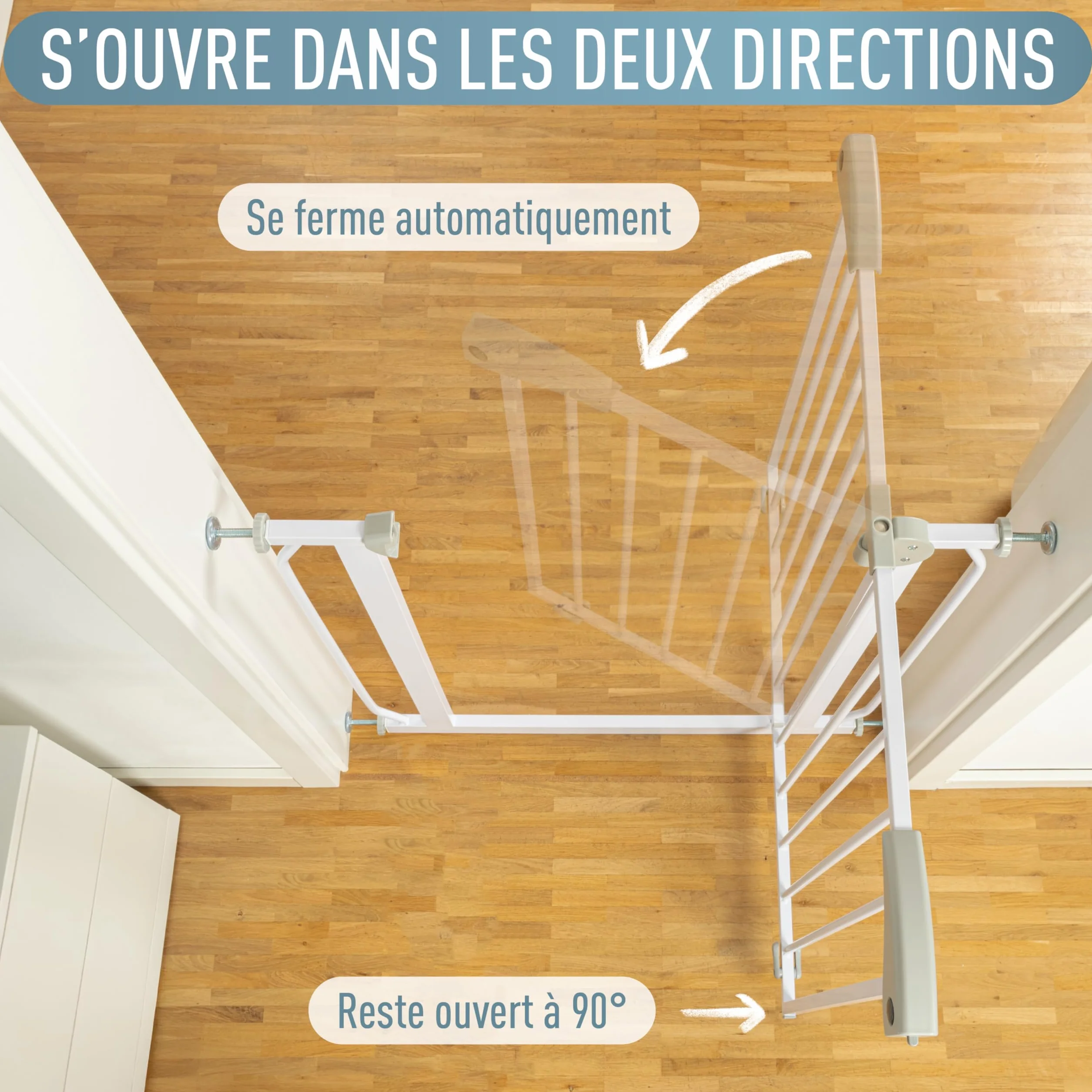 Barrière de Sécurité Berrin IB STYLE sans Perçage 68-76 cm Blanc Gris