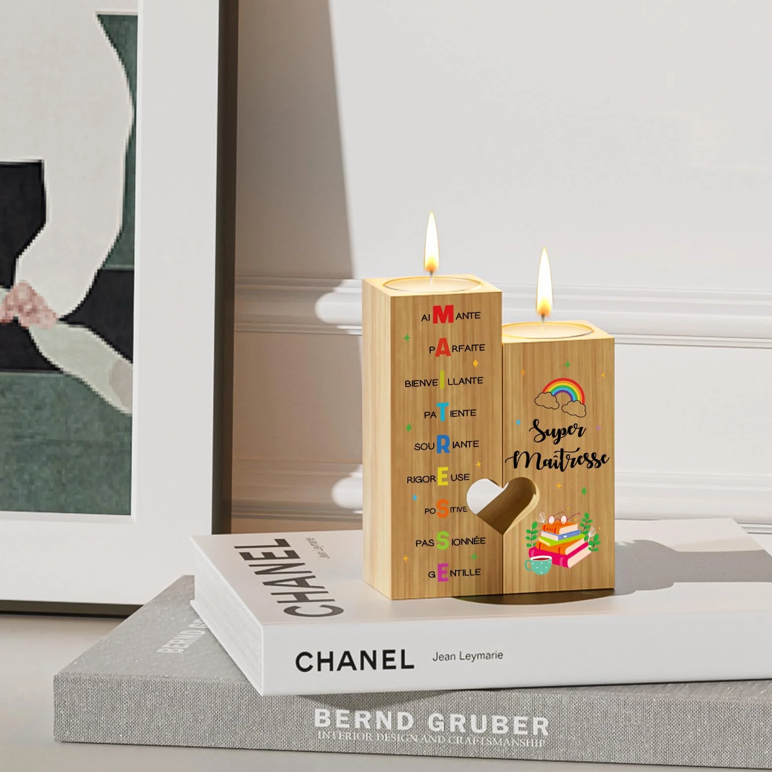 Candélabre Cadeau Maitresse d'école Fin d'année Merci Meilleur Cadeaux Femmes Professeur