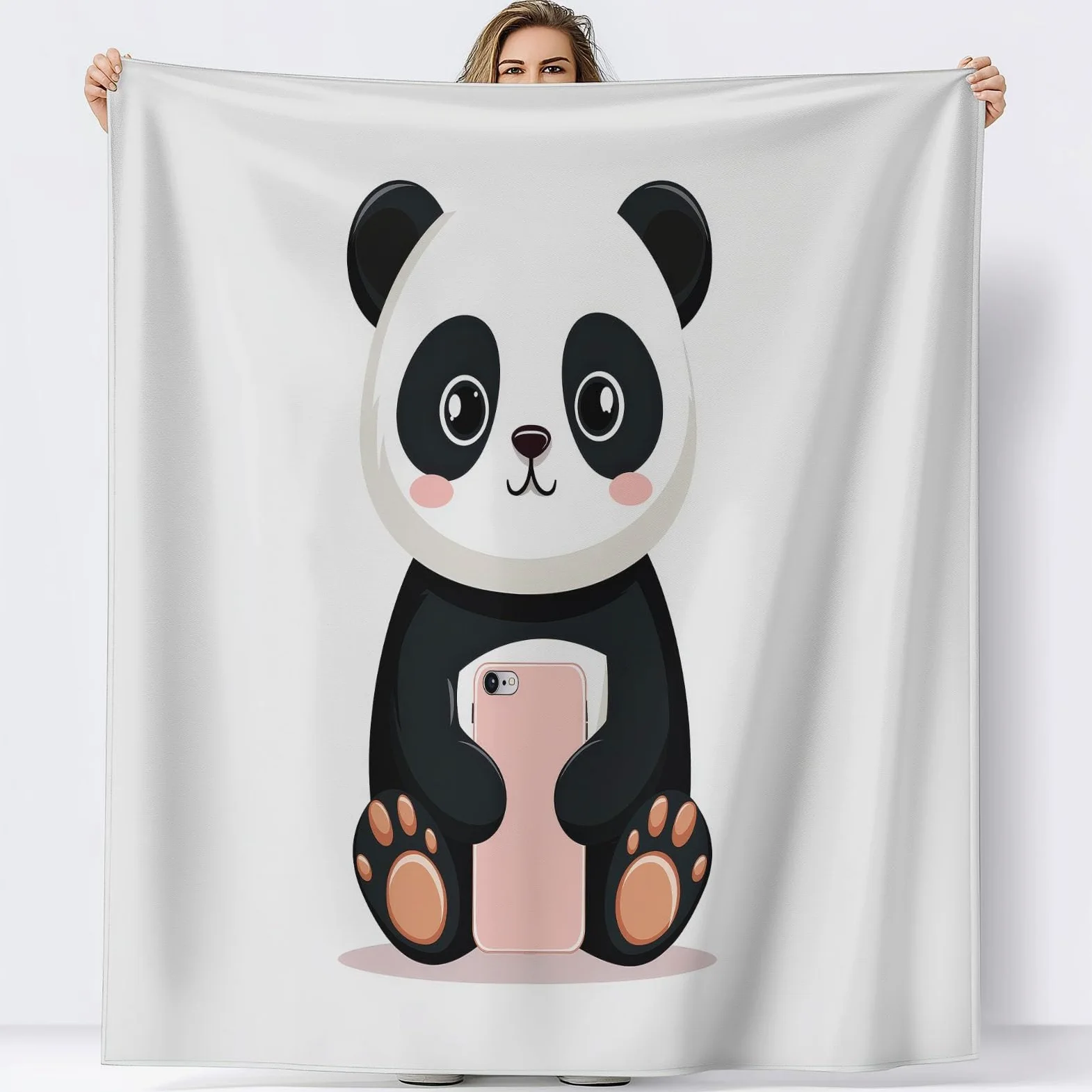 Couvertures Plaids 220 x 240 cm Panda De Dessin Animé Plaid Polaire Couvertures, Blanc Douce et Chaude Plaid Jeté de Canapé Flanelle Couverture Bébé Bureau Sieste Couverture