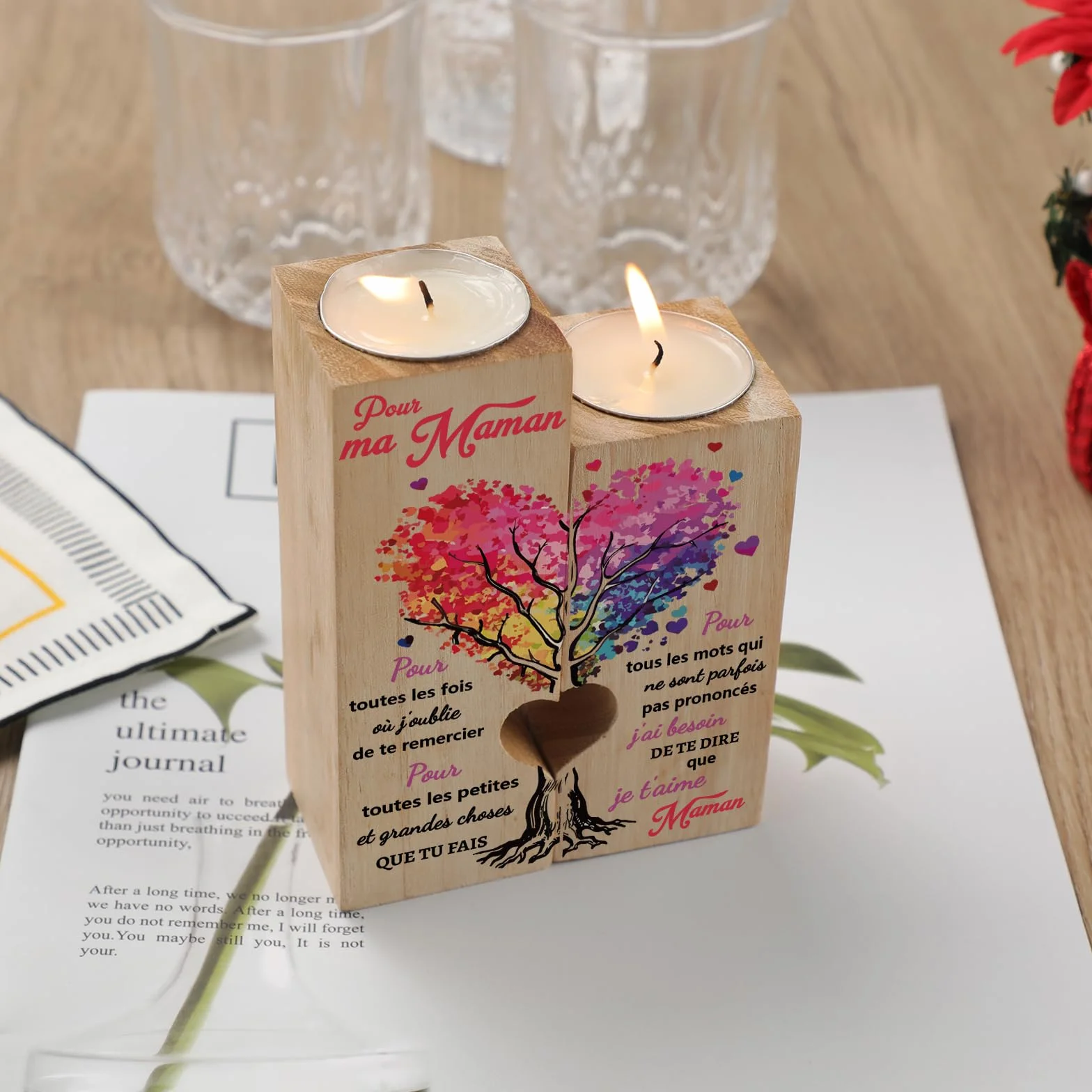 Candélabre Cadeau Fête des Mères, Idée Cadeau Maman Anniversaire Noël Saint Valentin