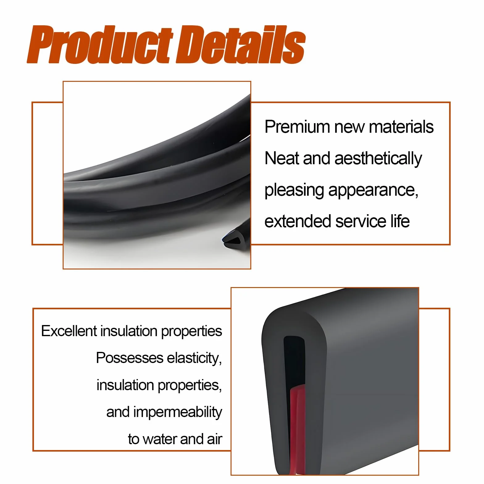 Bande de Protection des Bords en Caoutchouc EPDM 1.5mm x 6m pour Panneaux et Portes de Voiture