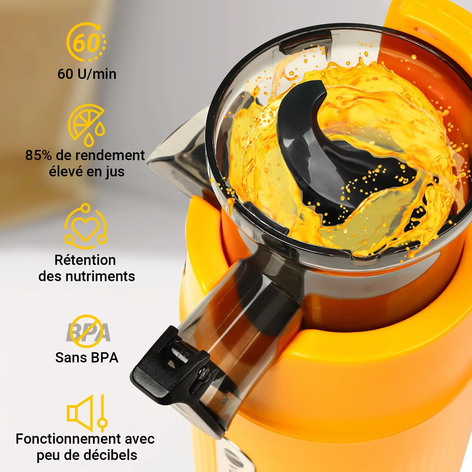 Ventray Extracteur de Jus Slow Juicer 60 Tours Presse à Froid Sans BPA Vert