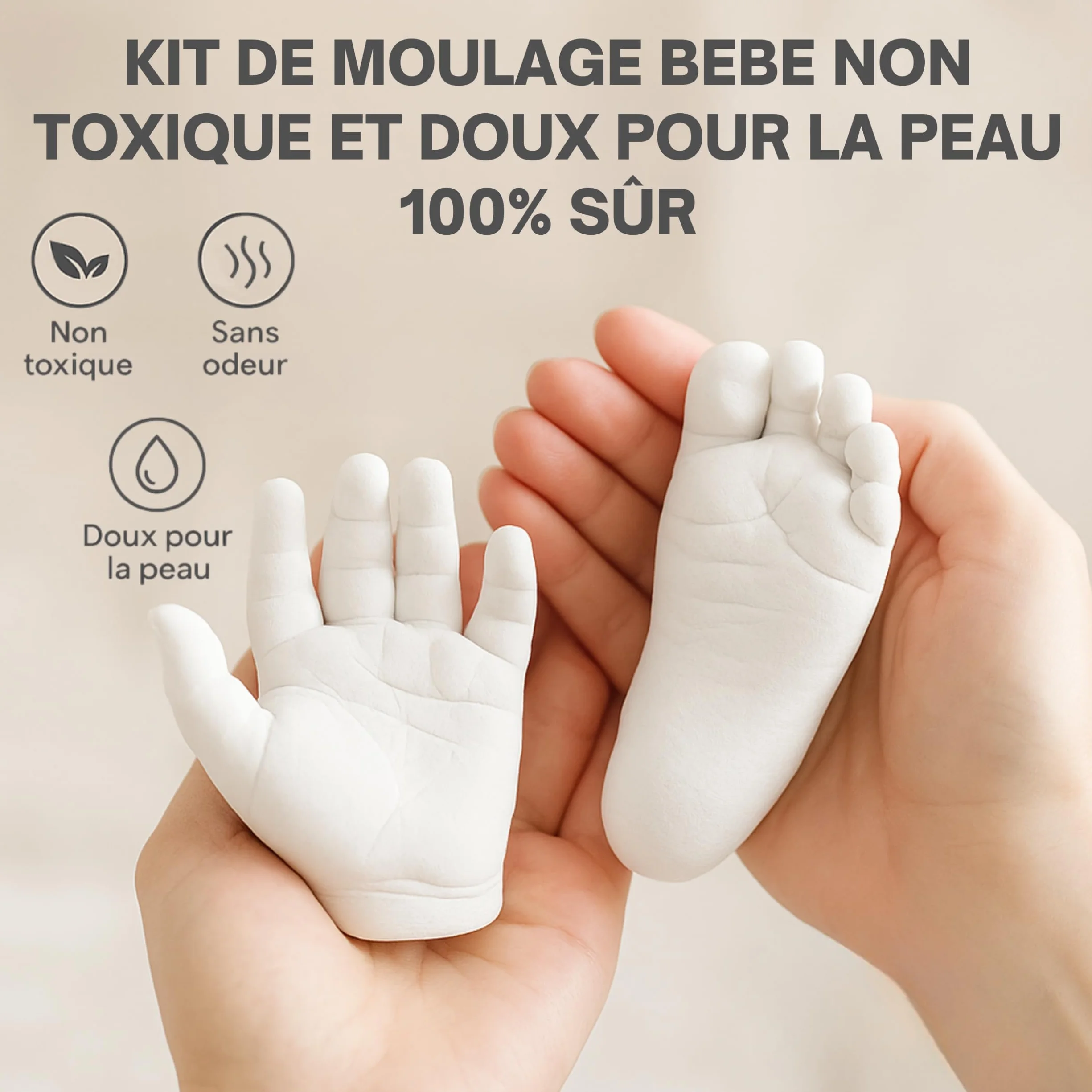 Coffret Naissance Personnalisé Plâtre Non Toxique Kit Empreinte Main Pied Bébé Cadeau Baby Shower Baptême