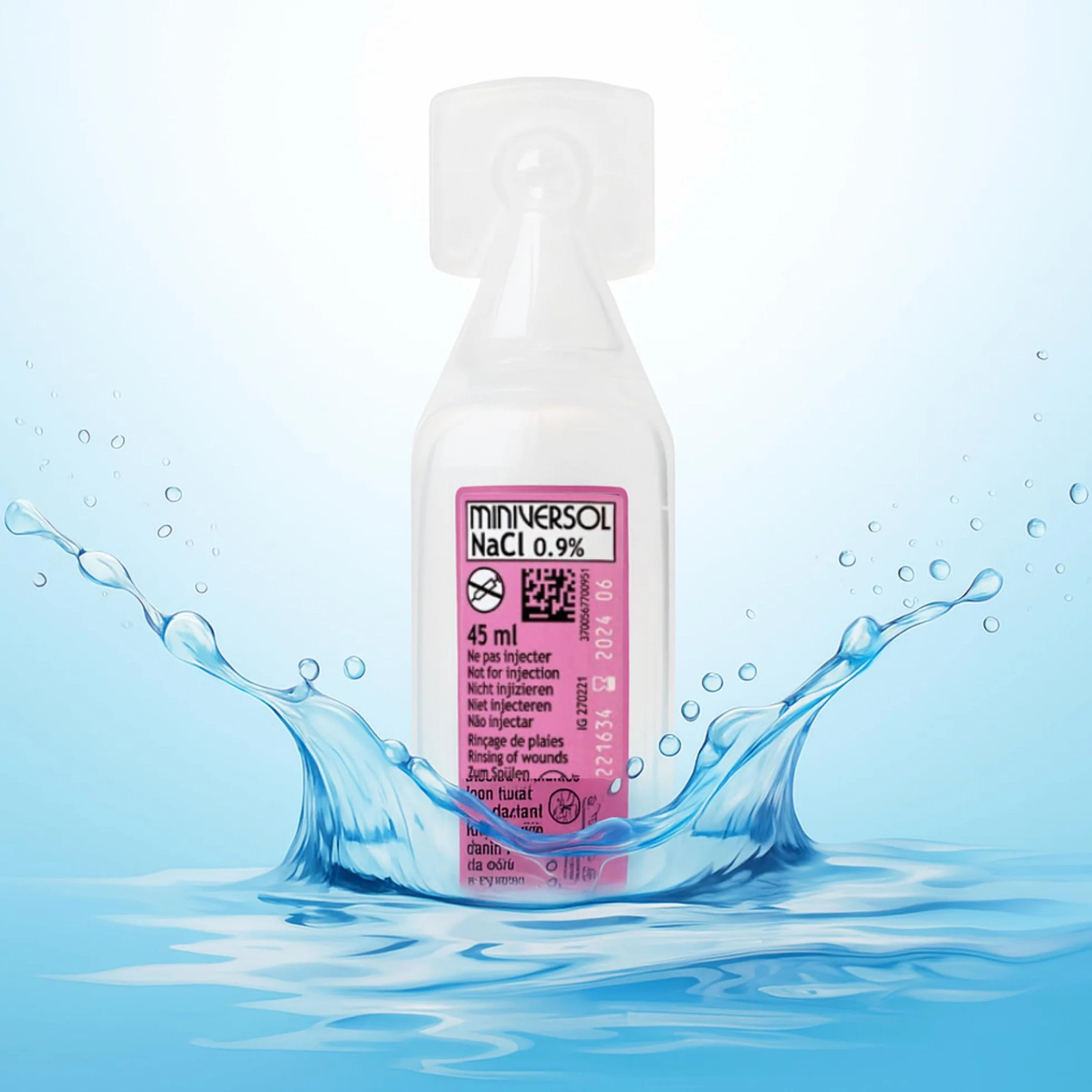 Sérum Physiologique Stérile Unidose 45ml Pack 24 Physiodoses Solution Saline Isotonique NaCl 0,9% Lavage Nasal Bébé Enfant Adulte
