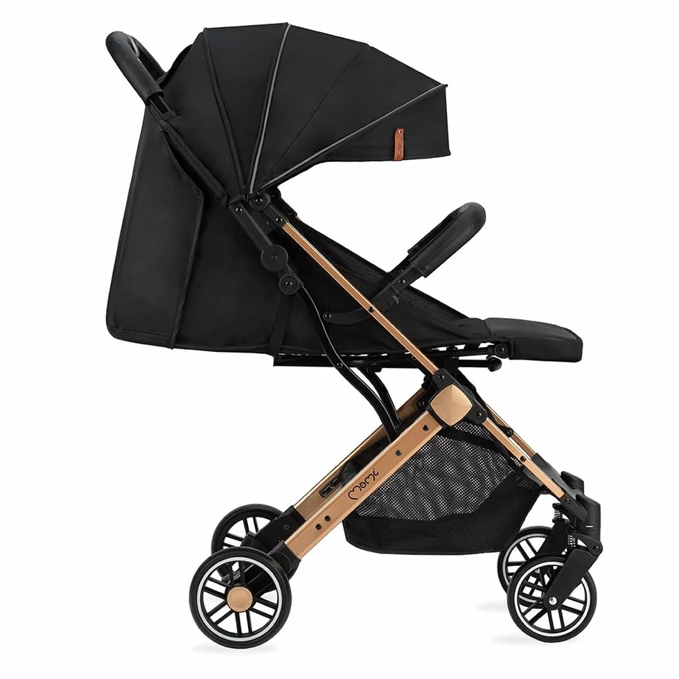 MoMi ESTELLE Poussette compacte légère pliable 6 mois 15 kg dossier inclinable repose-pieds réglable roues amorties grand panier harnais 5 points