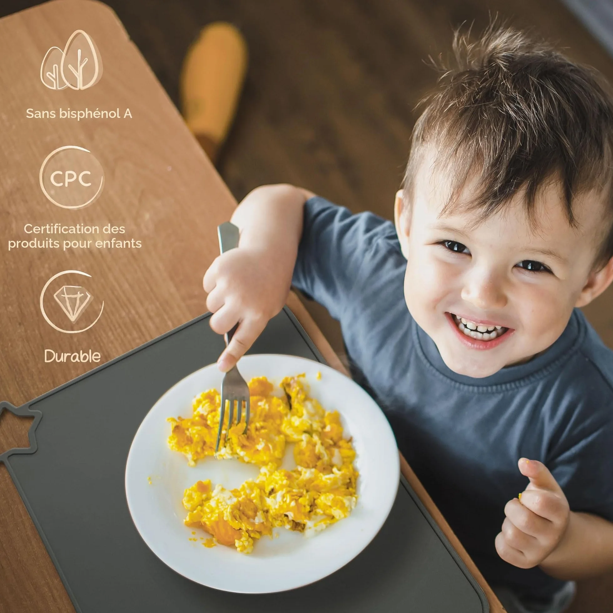 Moonkie Lot de 2 Sets de Table en Silicone Antidérapants Résistants aux Taches pour Enfants