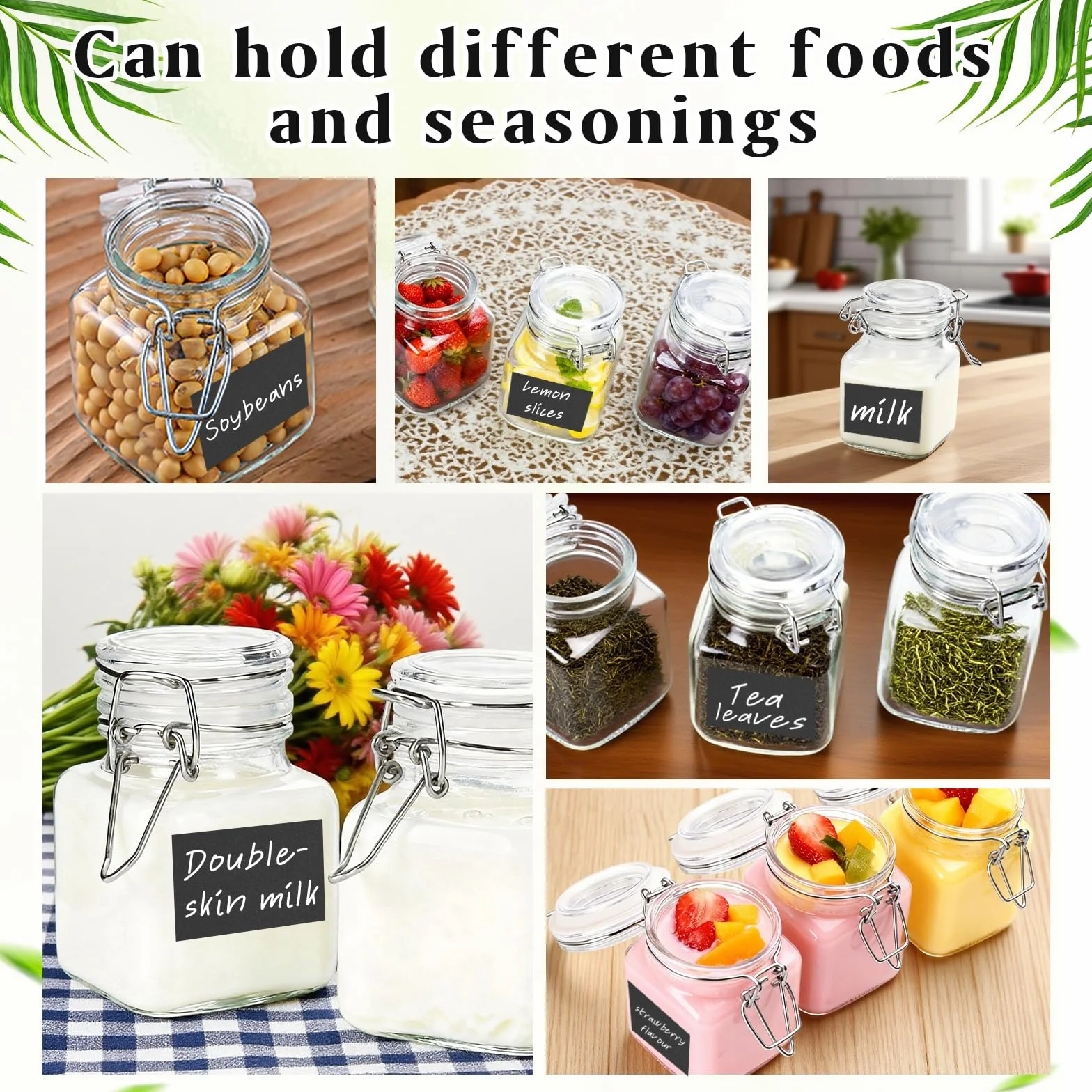 Mini Pots à Épices en Verre Hermétique avec Clip - Bocaux pour Céréales et Grains
