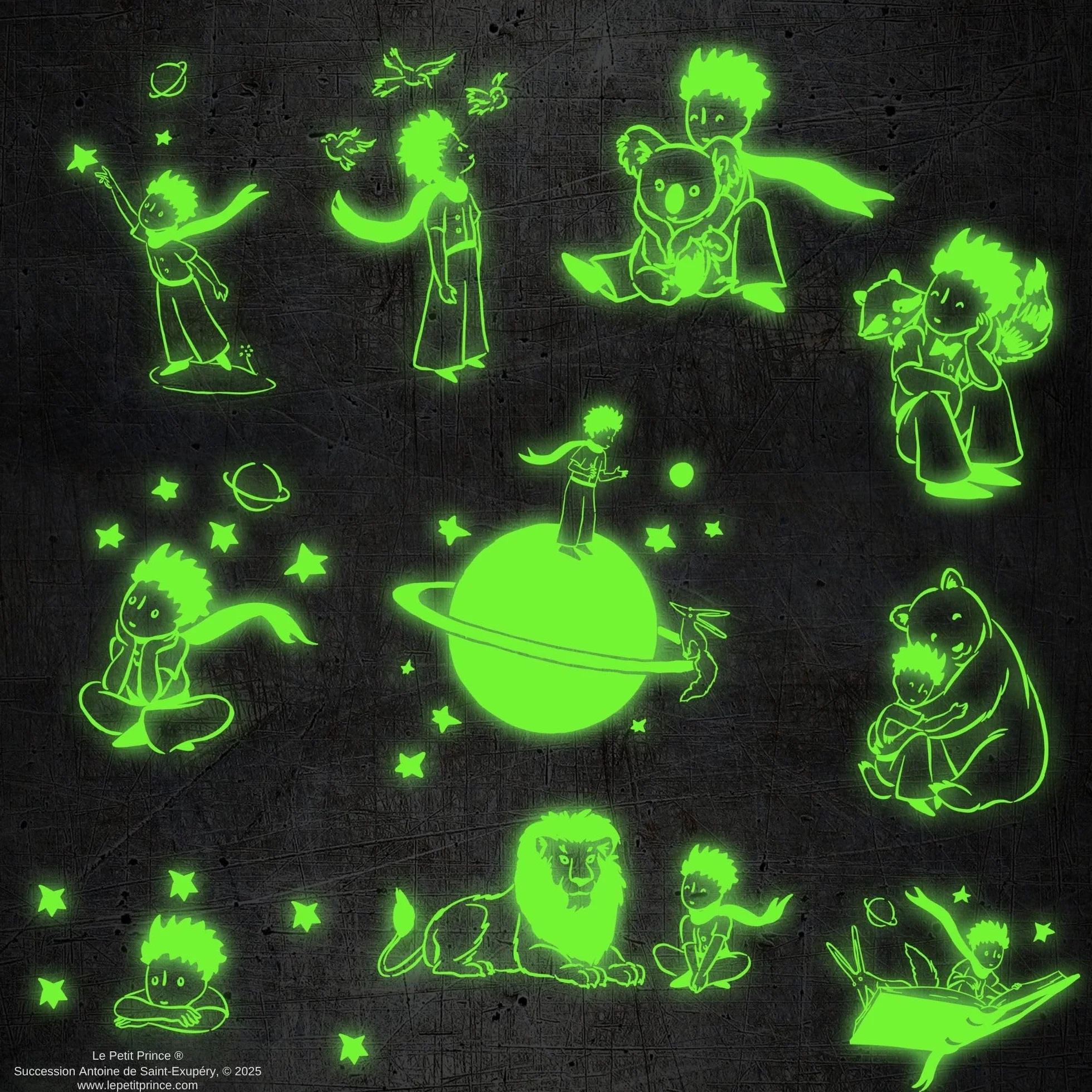 Le Petit Prince Set d'Autocollants Phosphorescents 152 Stickers Licence Officielle