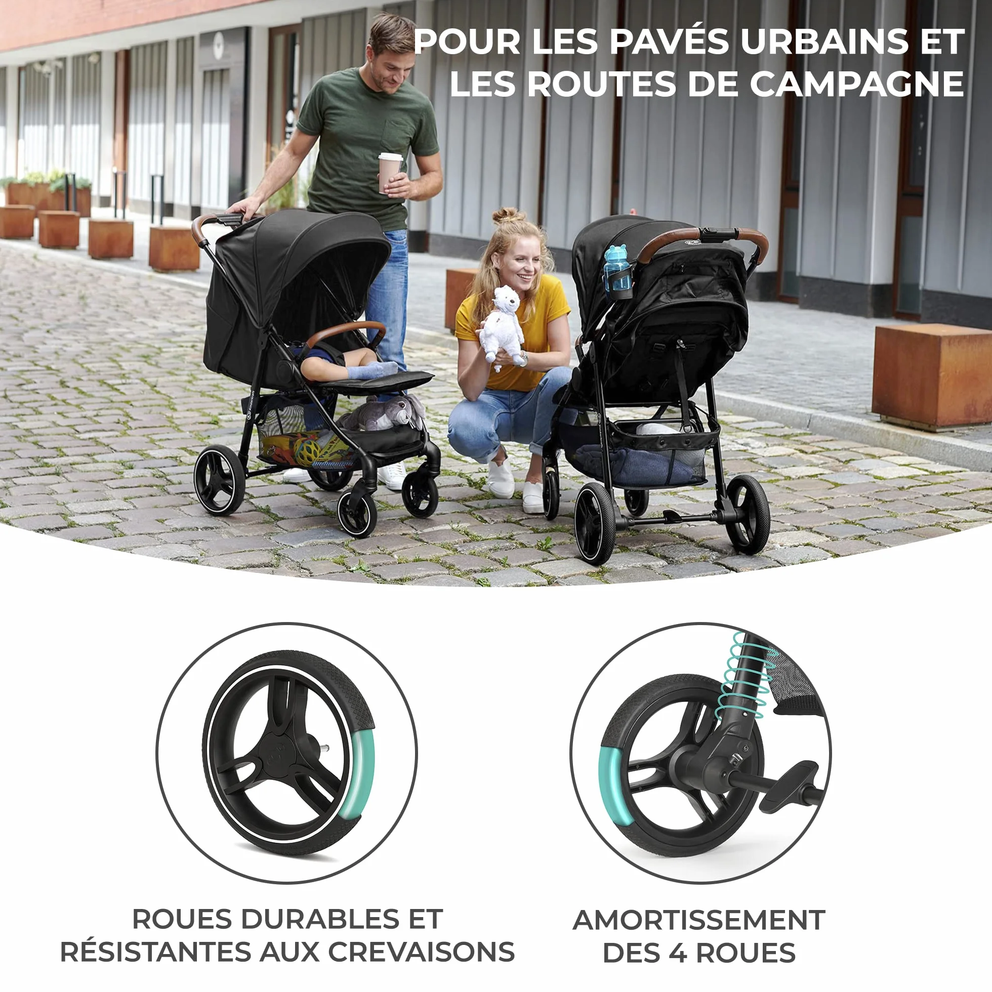 Kinderkraft GRANDE PLUS Poussette Canne 22 kg Noir