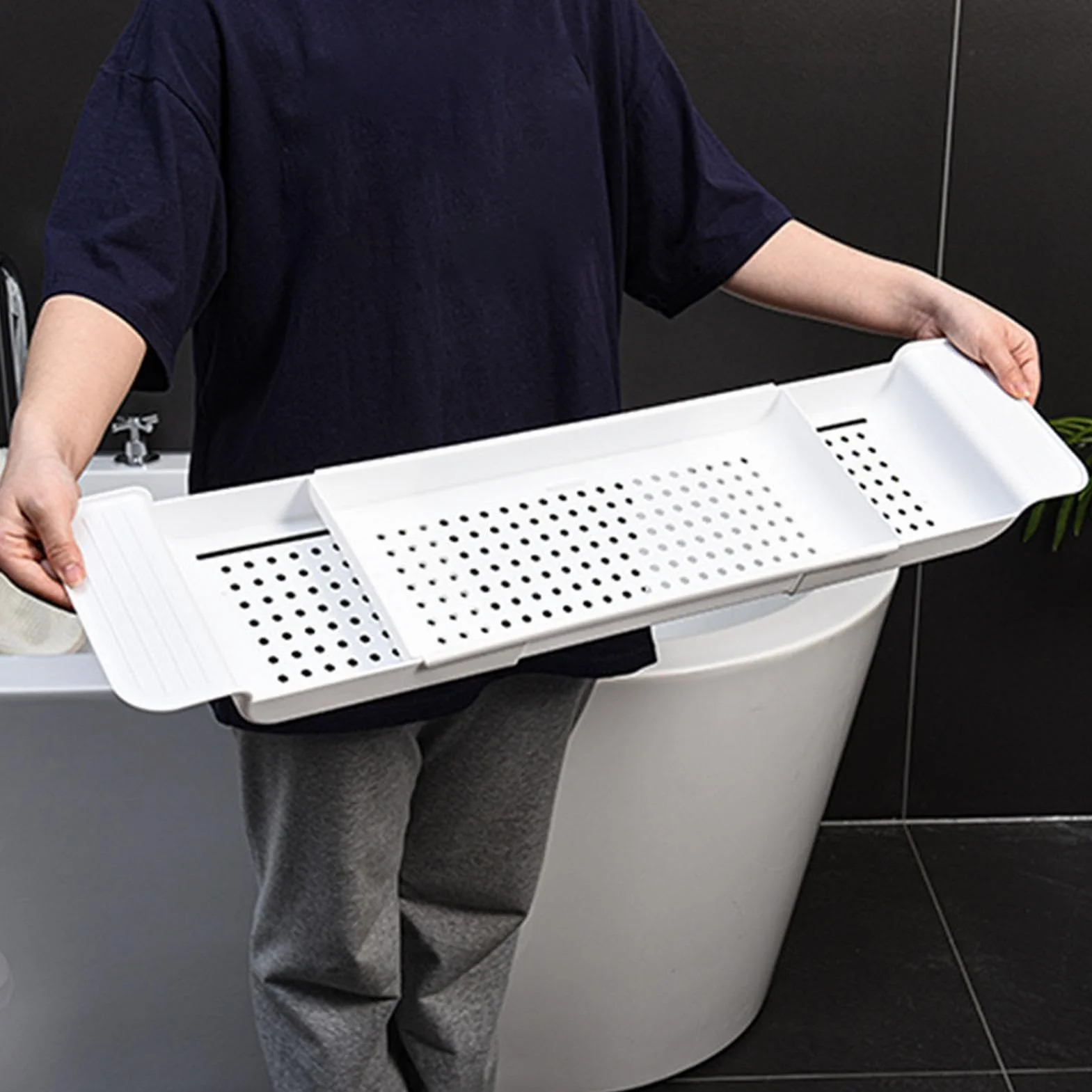 Plateau Baignoire Extensible Multifonctionnel, Tablette Salle De Bain pour Bougie, Livre, Téléphone