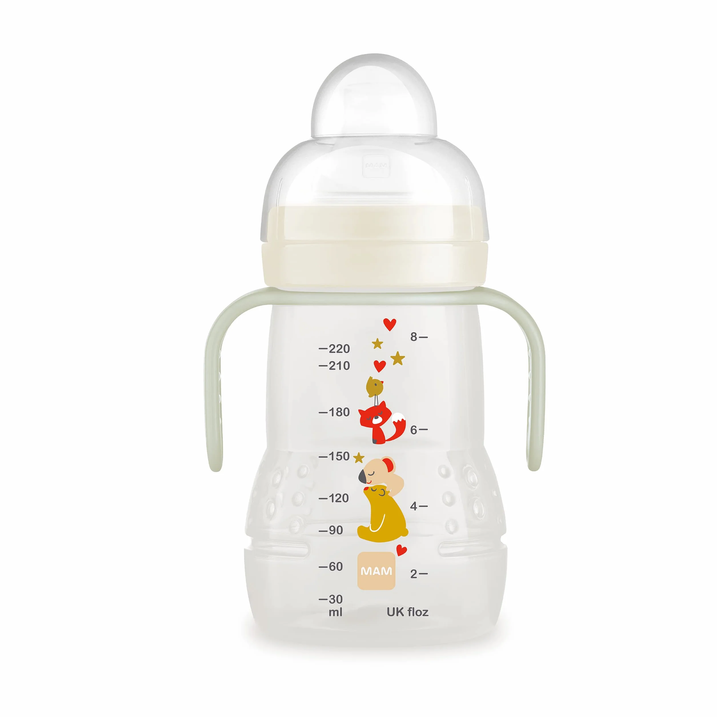 MAM Trainer+ Gourde d'apprentissage de nuit 220 ml avec poignée lumineuse anti-goutte, 4 mois+, koala